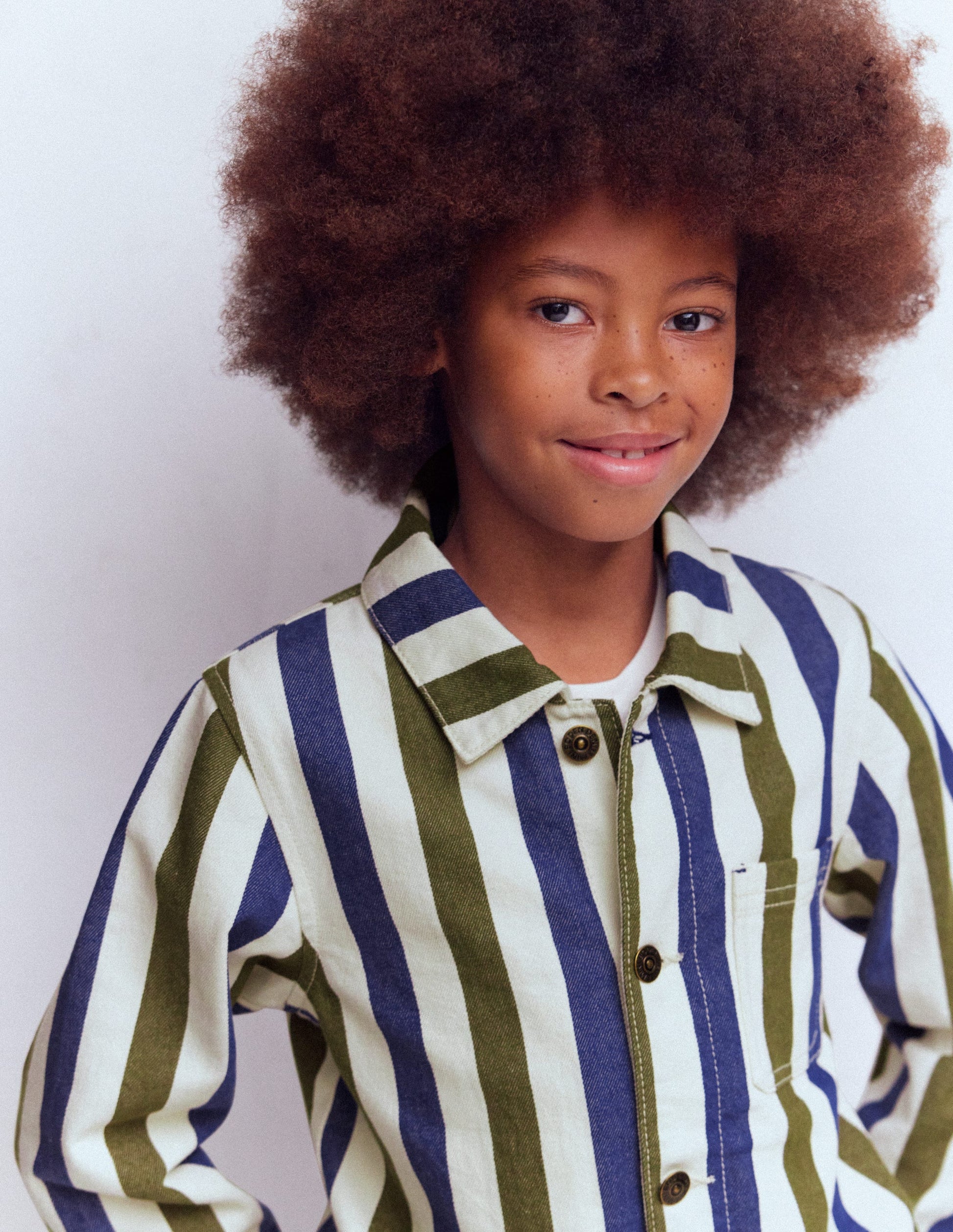 Canvas Chore Jacket-Blue and Green Stripe-4