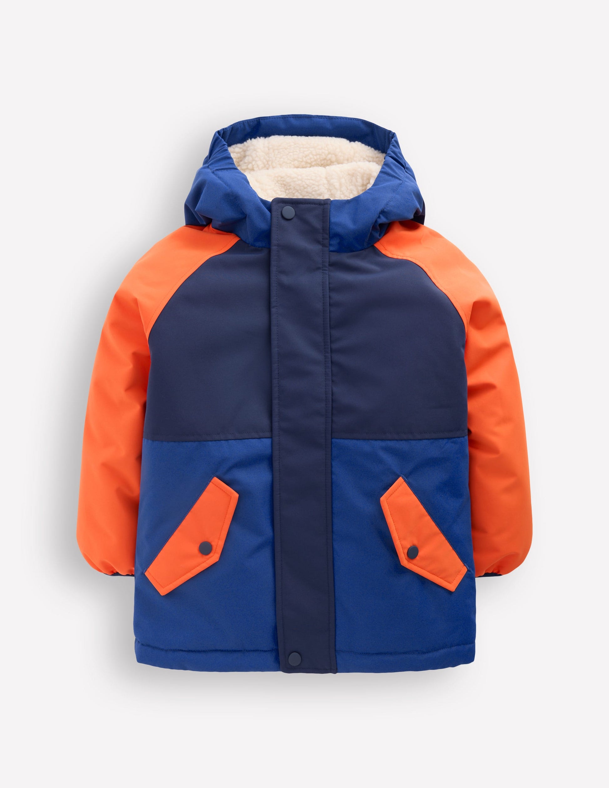 Boys Borg Lined Anorak-Orange Colour Block-4