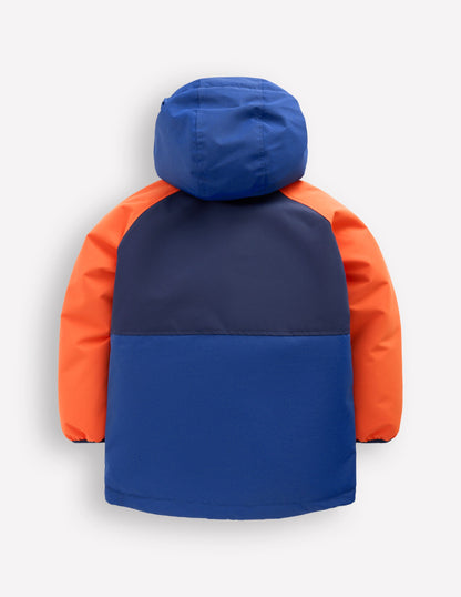 Boys Borg Lined Anorak-Orange Colour Block-5