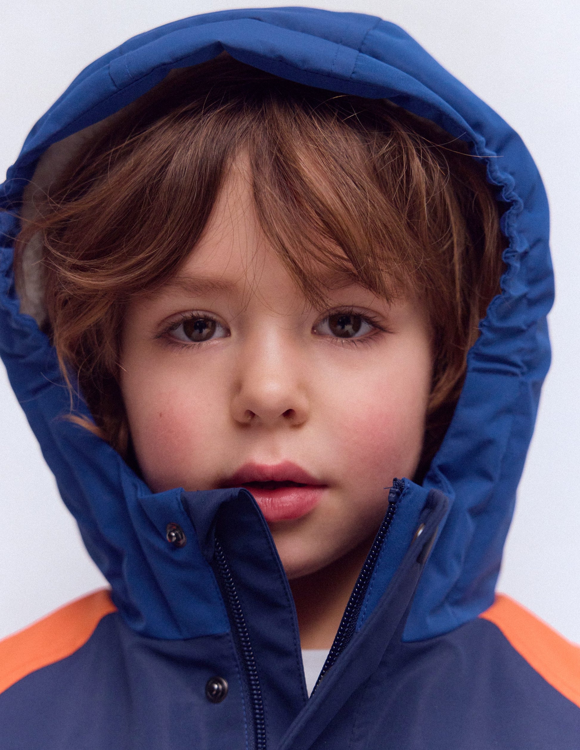 Boys Borg Lined Anorak-Orange Colour Block-2