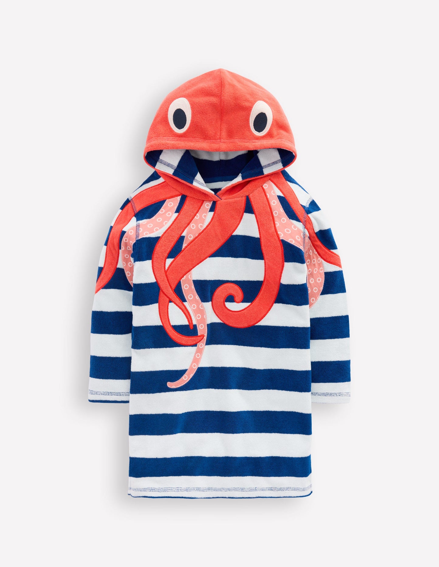 Appliqué Towelling Throw-on-Stripe Octopus