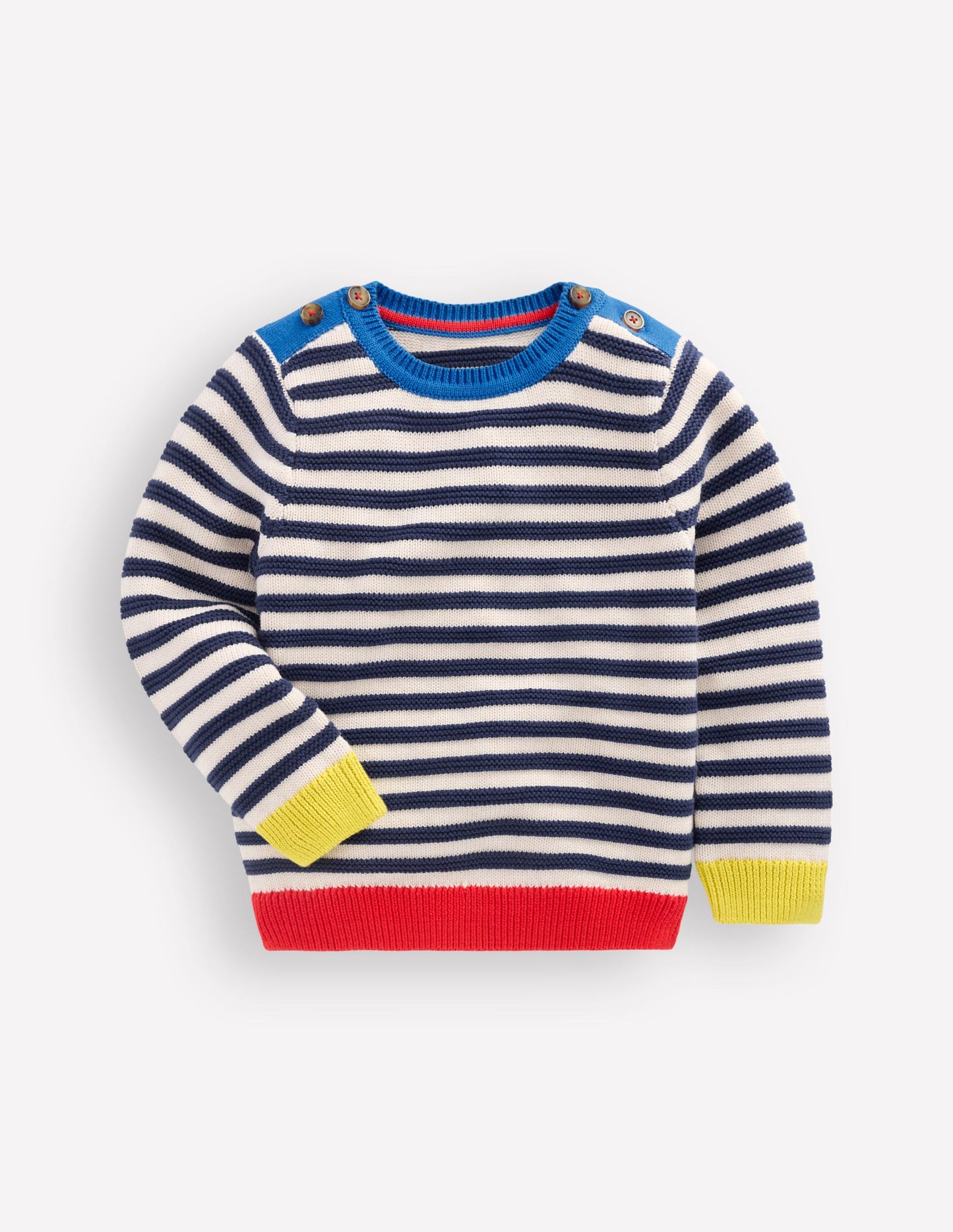 Chunky Jumper-Navy Marl and Ecru Stripe