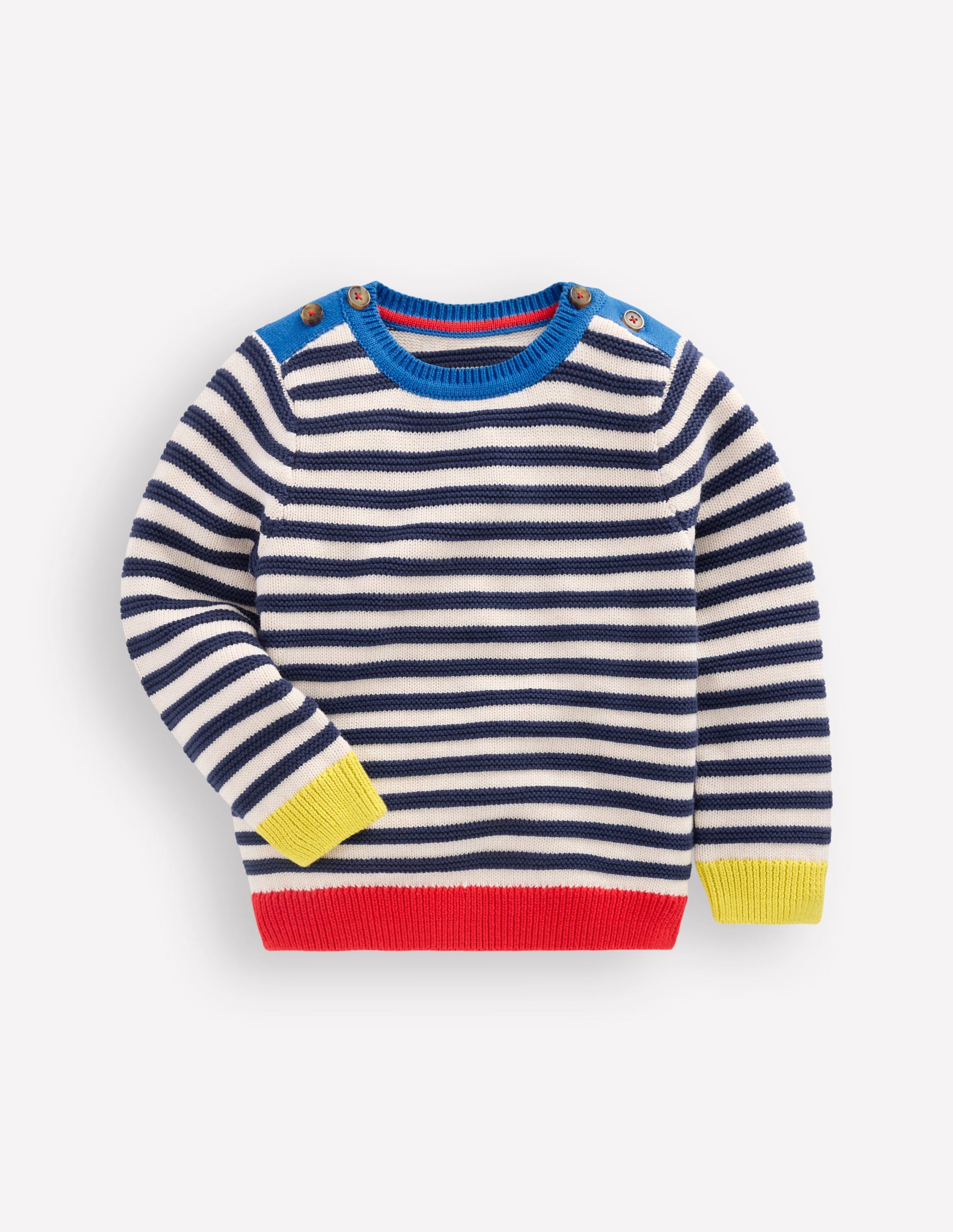 Chunky Jumper-Navy Marl and Ecru Stripe-4