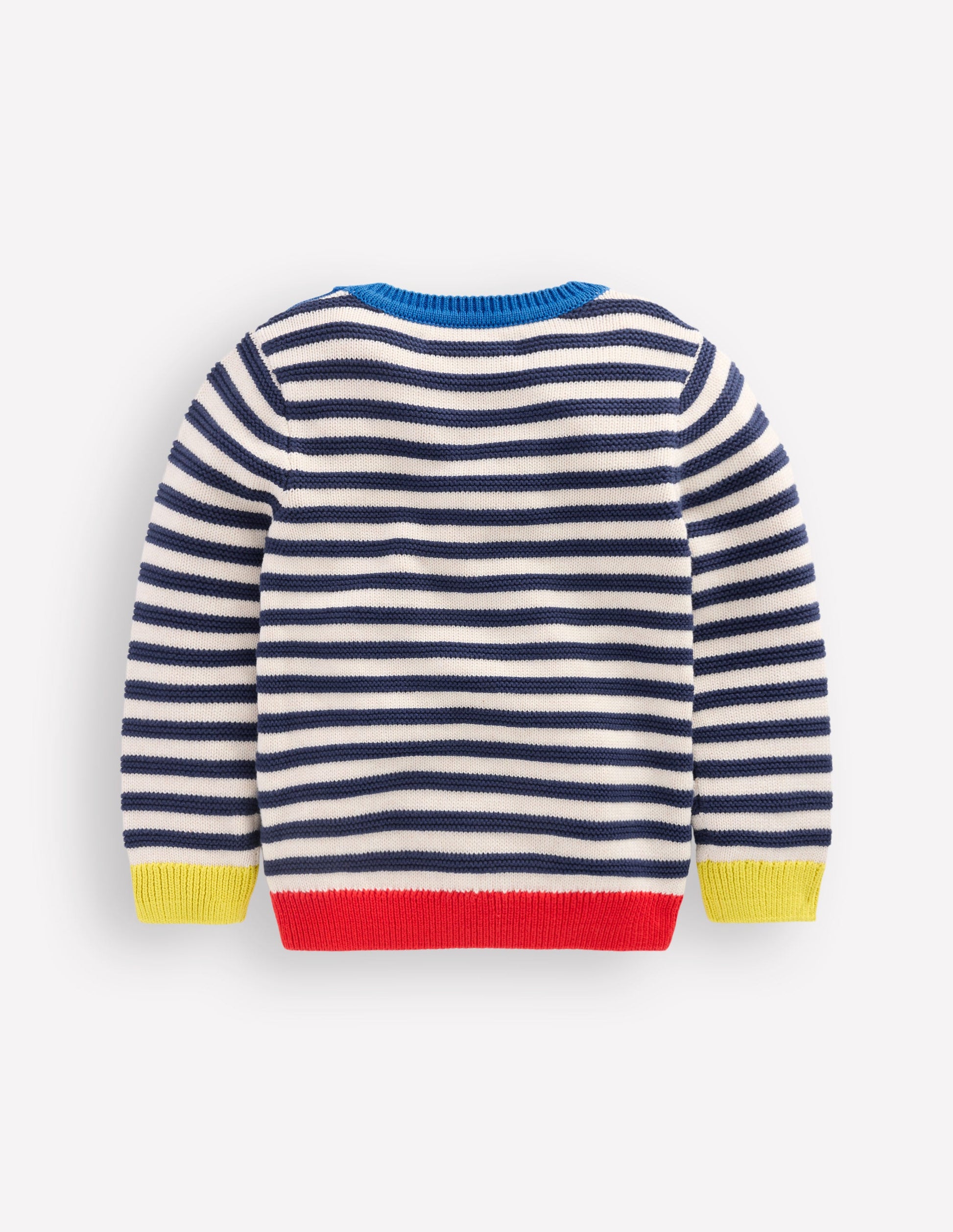 Chunky Jumper-Navy Marl and Ecru Stripe-5