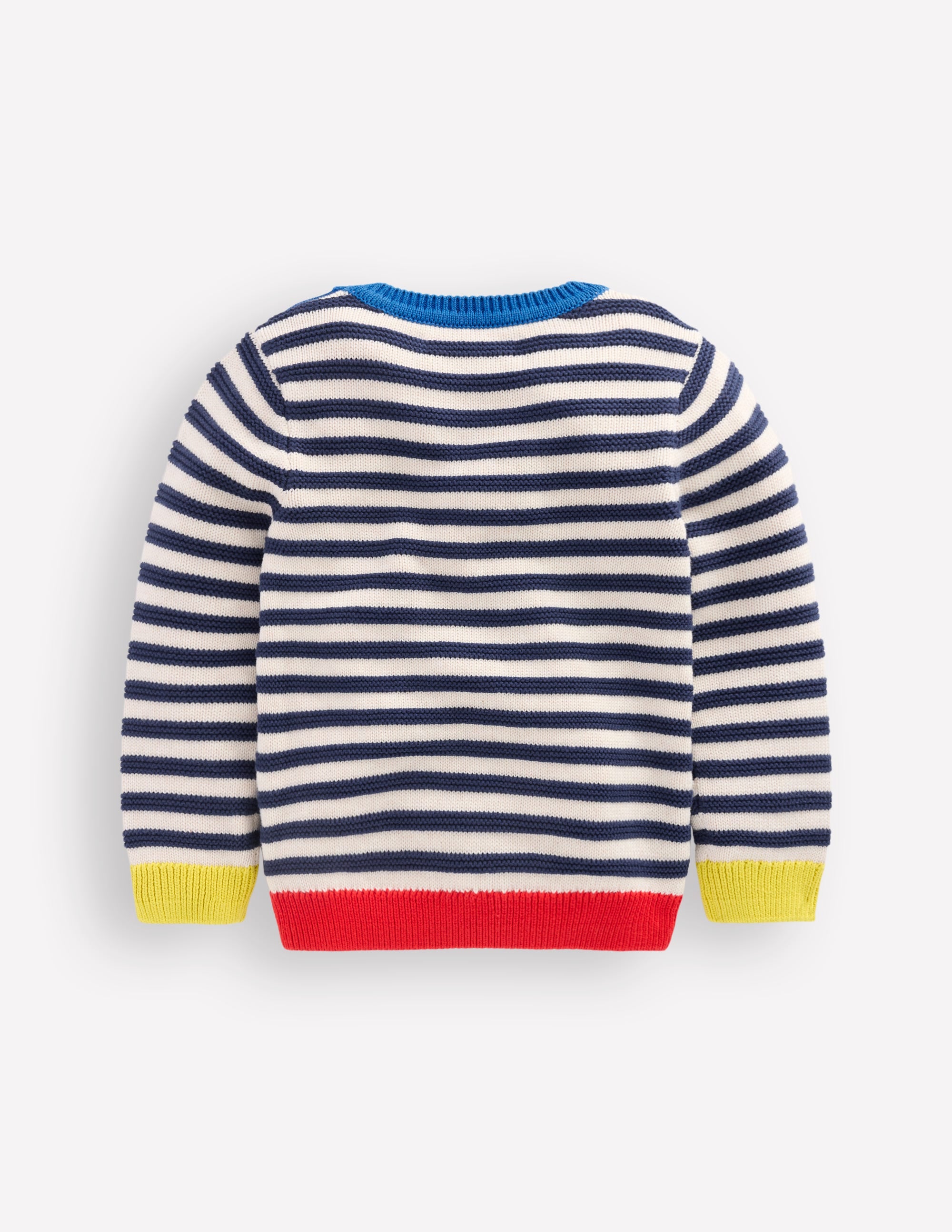 Chunky Jumper-Navy Marl and Ecru Stripe - Image 5