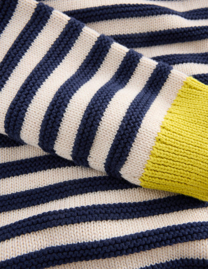 Chunky Jumper-Navy Marl and Ecru Stripe-6