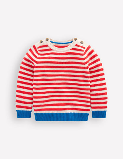 Chunky Jumper-High Risk Red/Ecru Marl Stripe-1