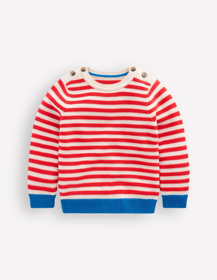 Chunky Jumper-High Risk Red/Ecru Marl Stripe