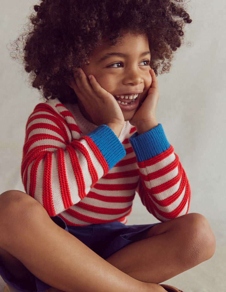 Chunky Jumper-High Risk Red/Ecru Marl Stripe