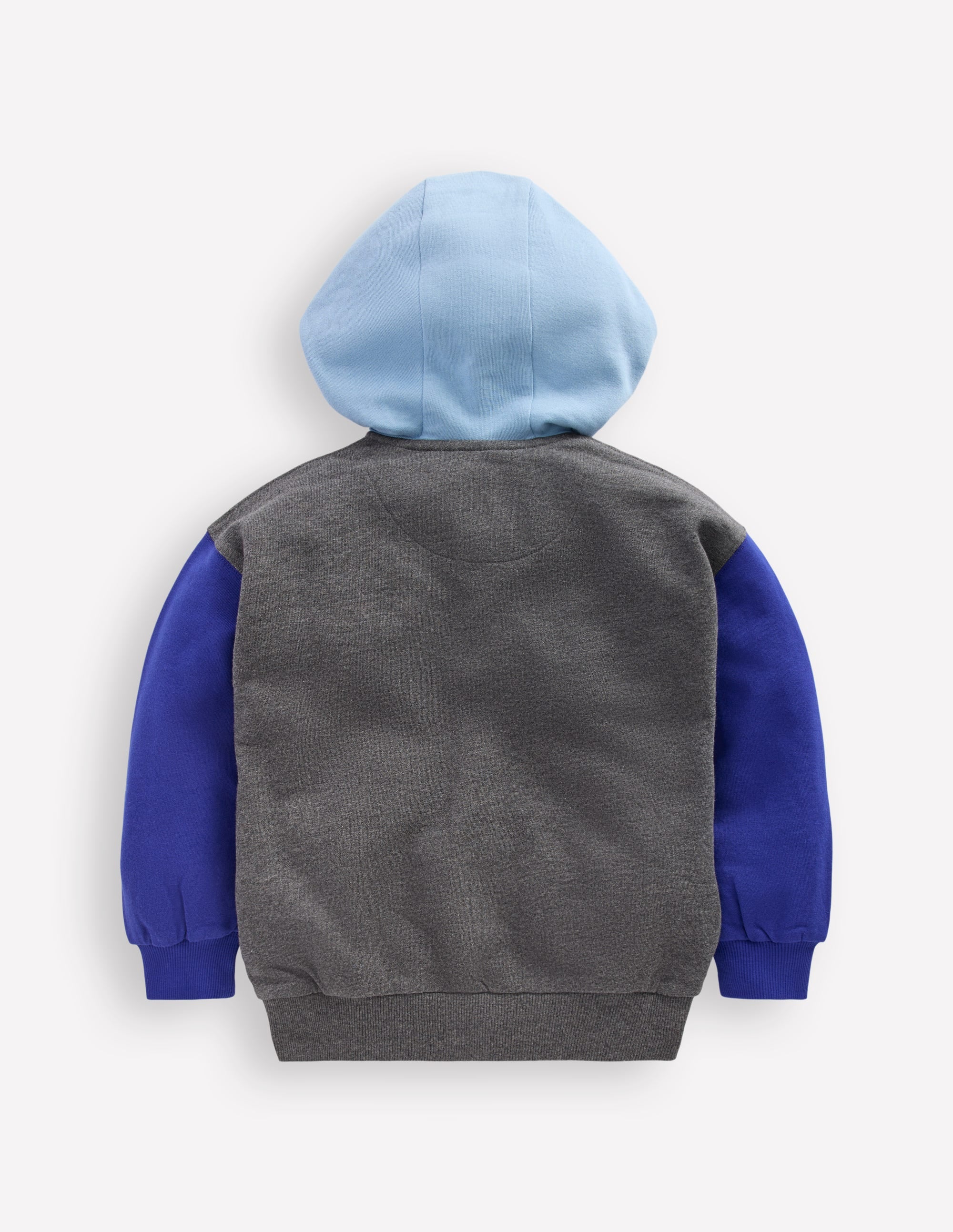 Colourblock Zip-through Hoodie-GREY MARL COLOURBLOCK - Image 2