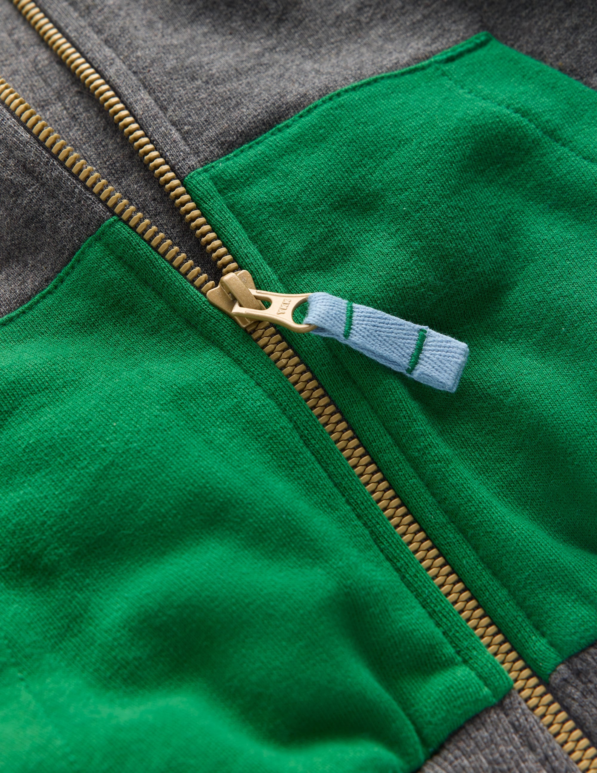 Colourblock Zip-through Hoodie-GREY MARL COLOURBLOCK - Image 3