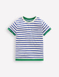 Layered Look T-shirt-Bright Blue/Ivory