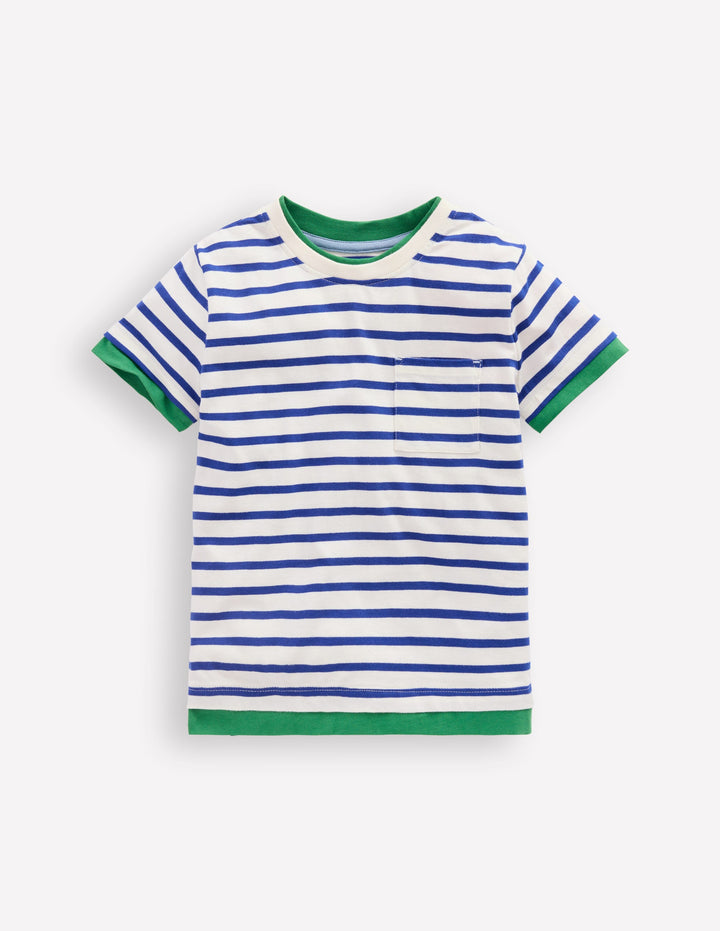 Double Layer T-shirt-Bright Blue/Ivory