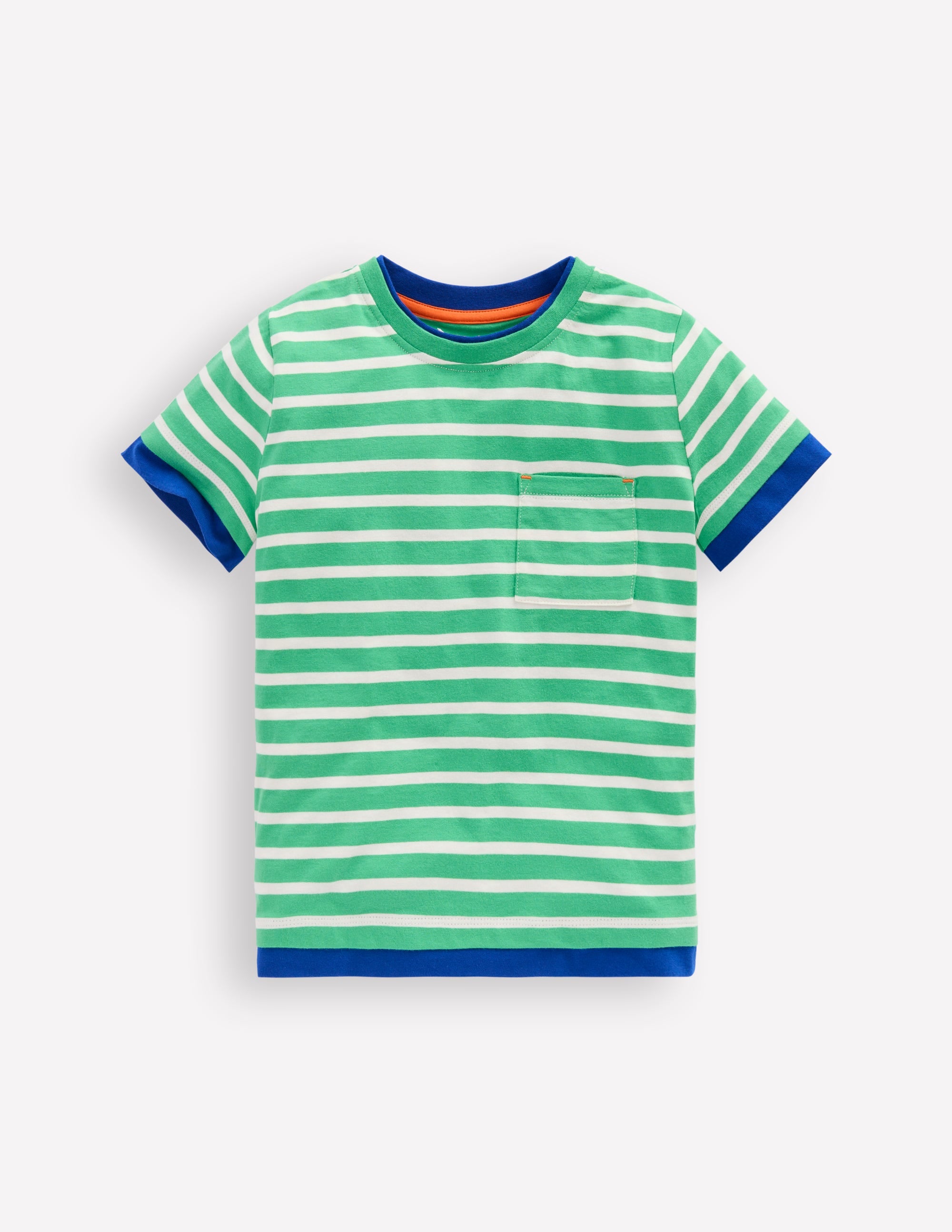 Layered Look T-shirt-Pea Green/Ivory - Image 1
