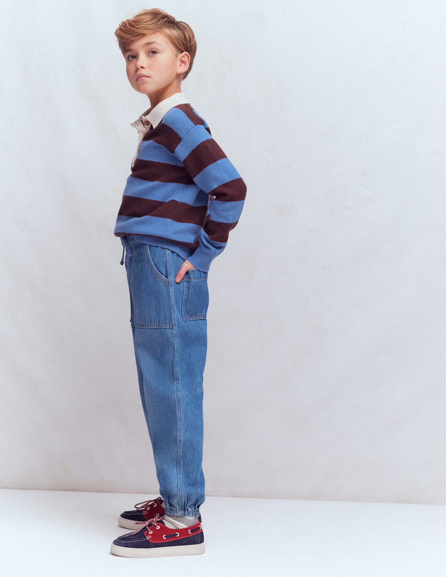 Pull-on Cuffed Jeans-Mid Vintage