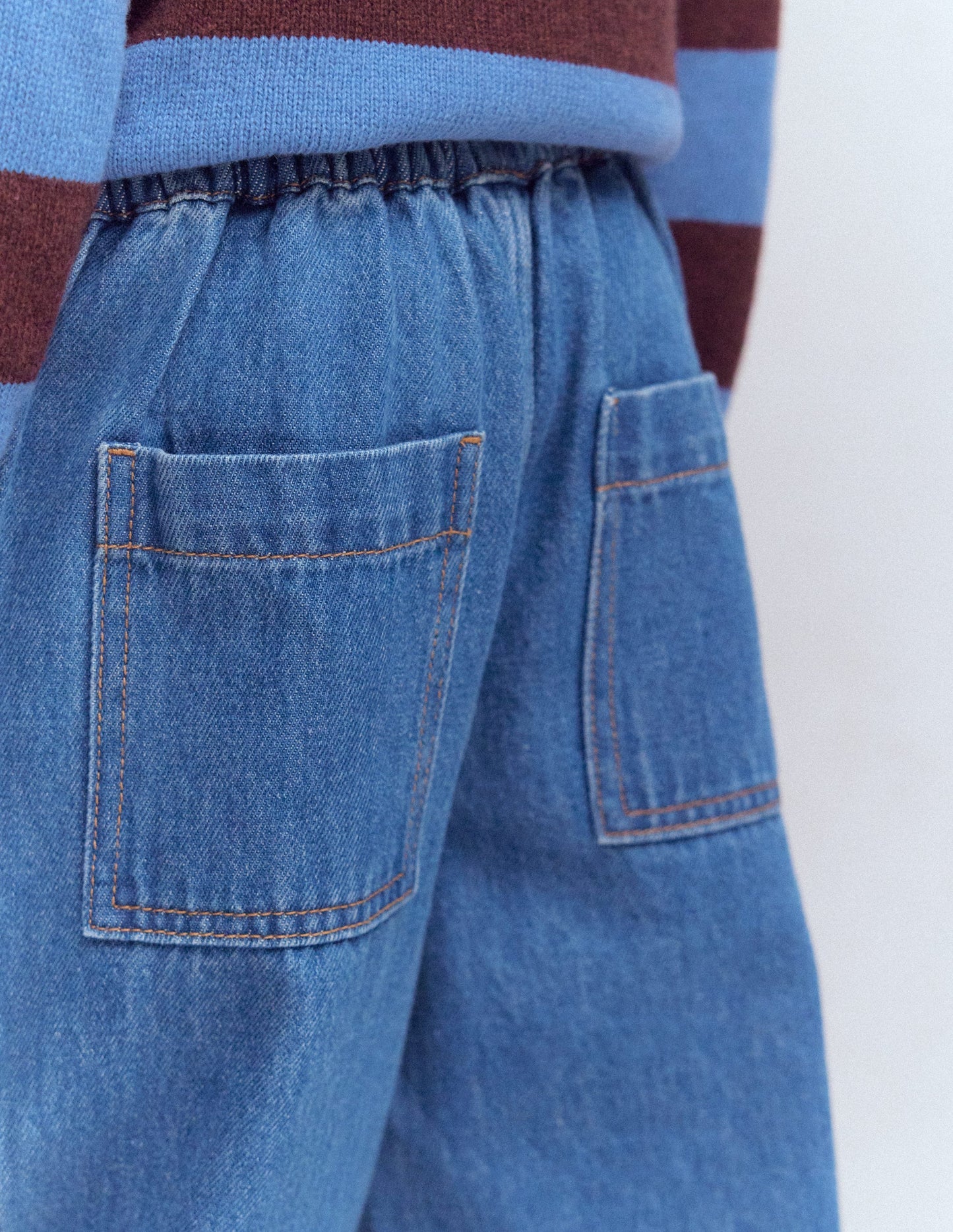 Pull-on Cuffed Jeans-Mid Vintage