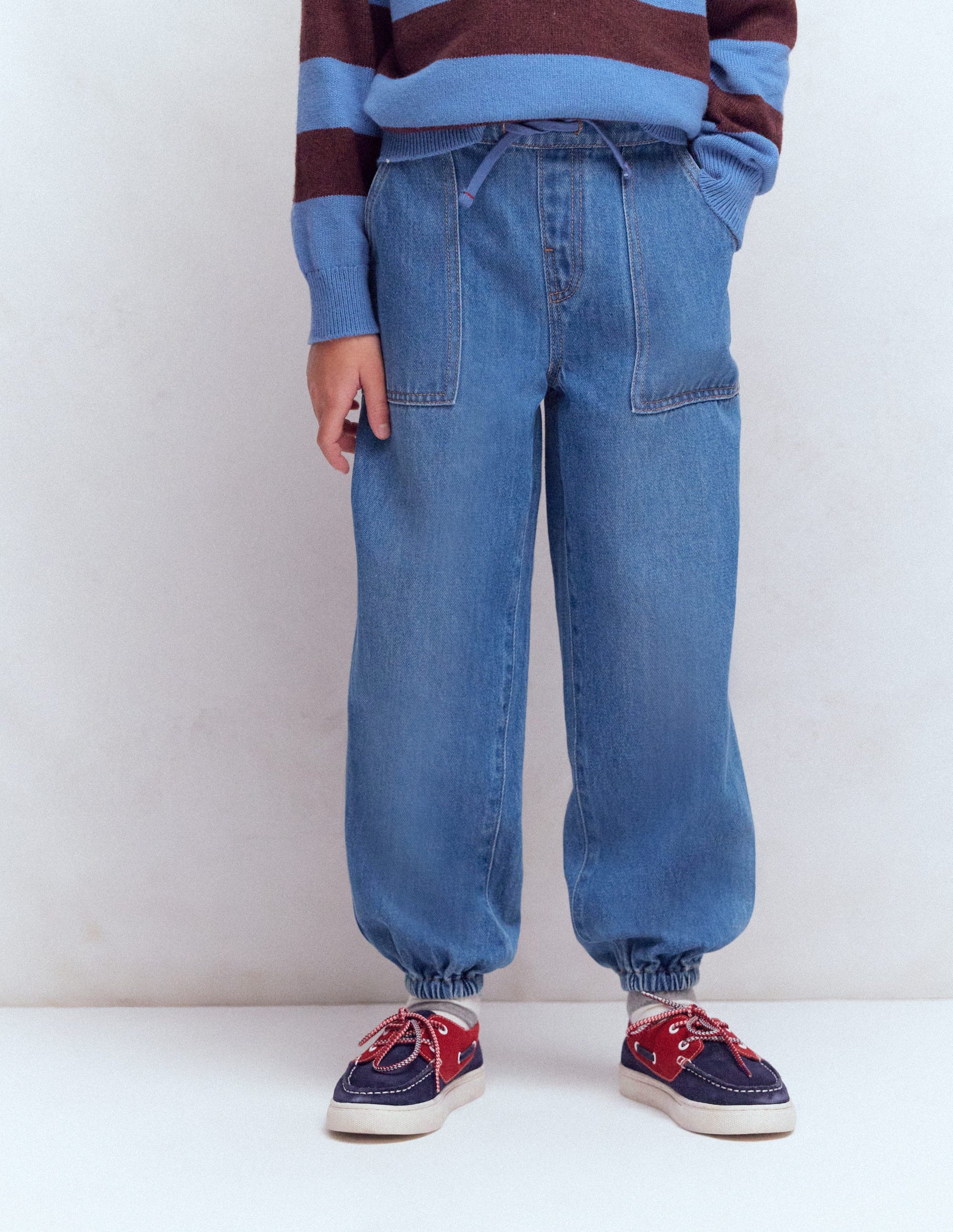 Pull-on Cuffed Jeans-Mid Vintage-3