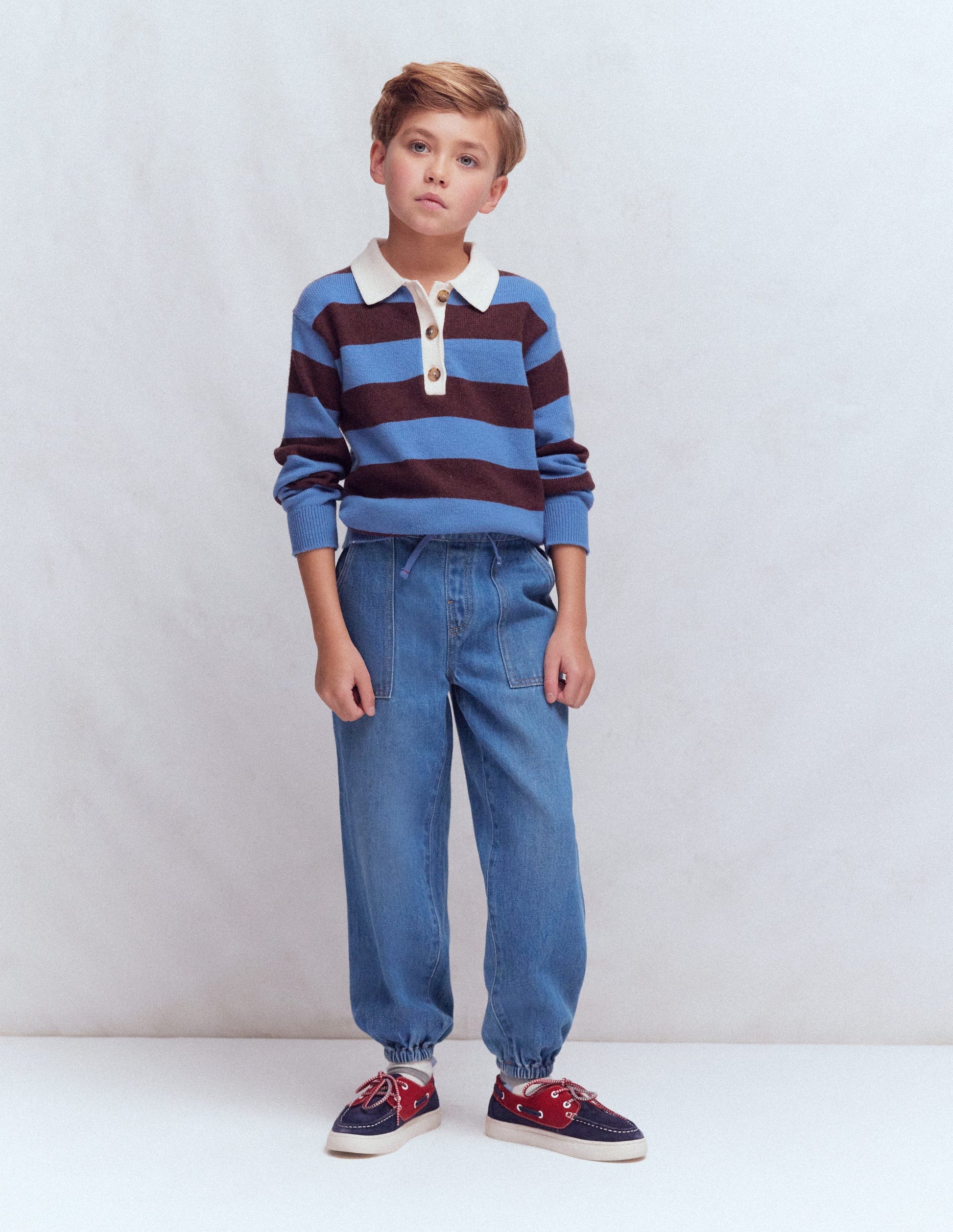 Pull-on Cuffed Jeans-Mid Vintage-4