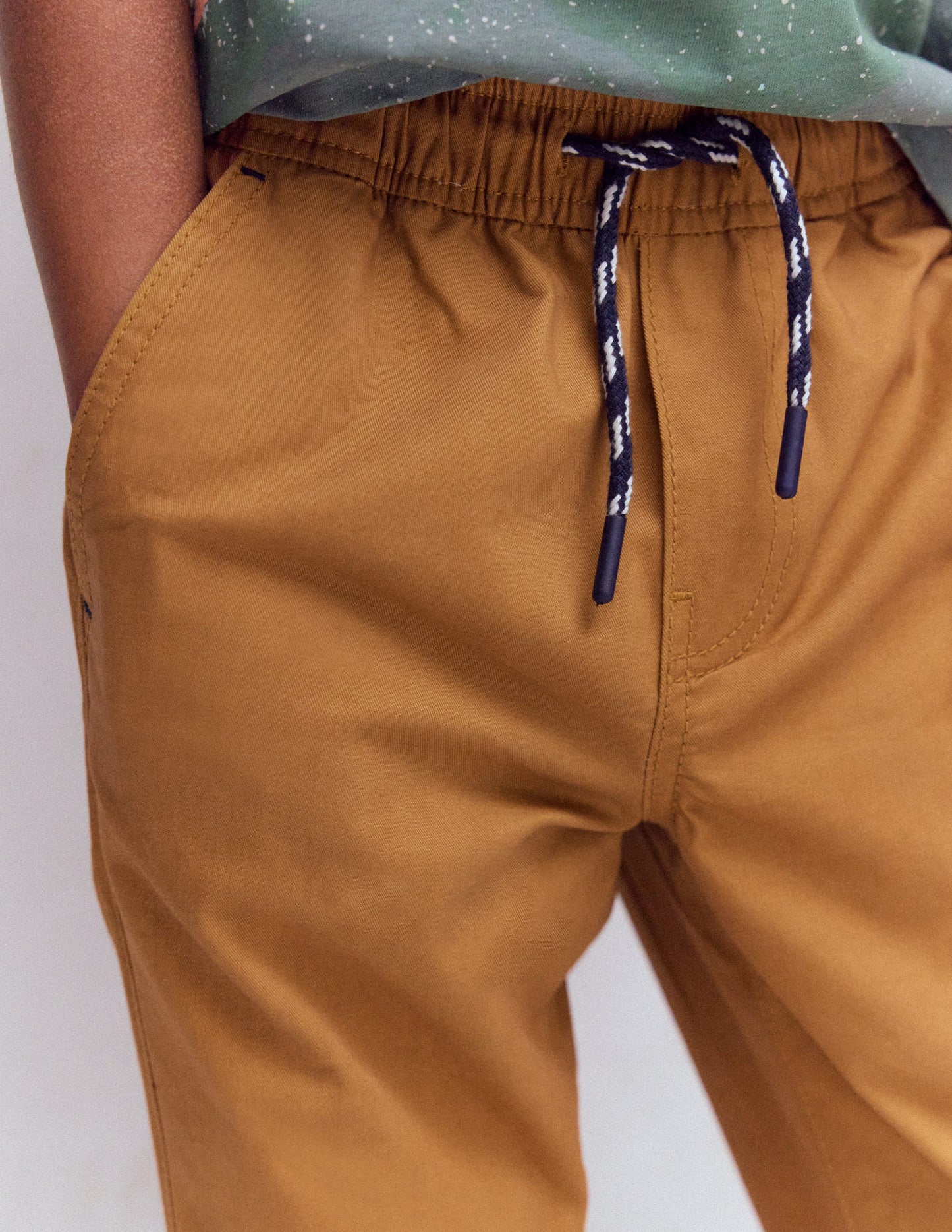 Slim Pull-on Trousers-Butterscotch Brown