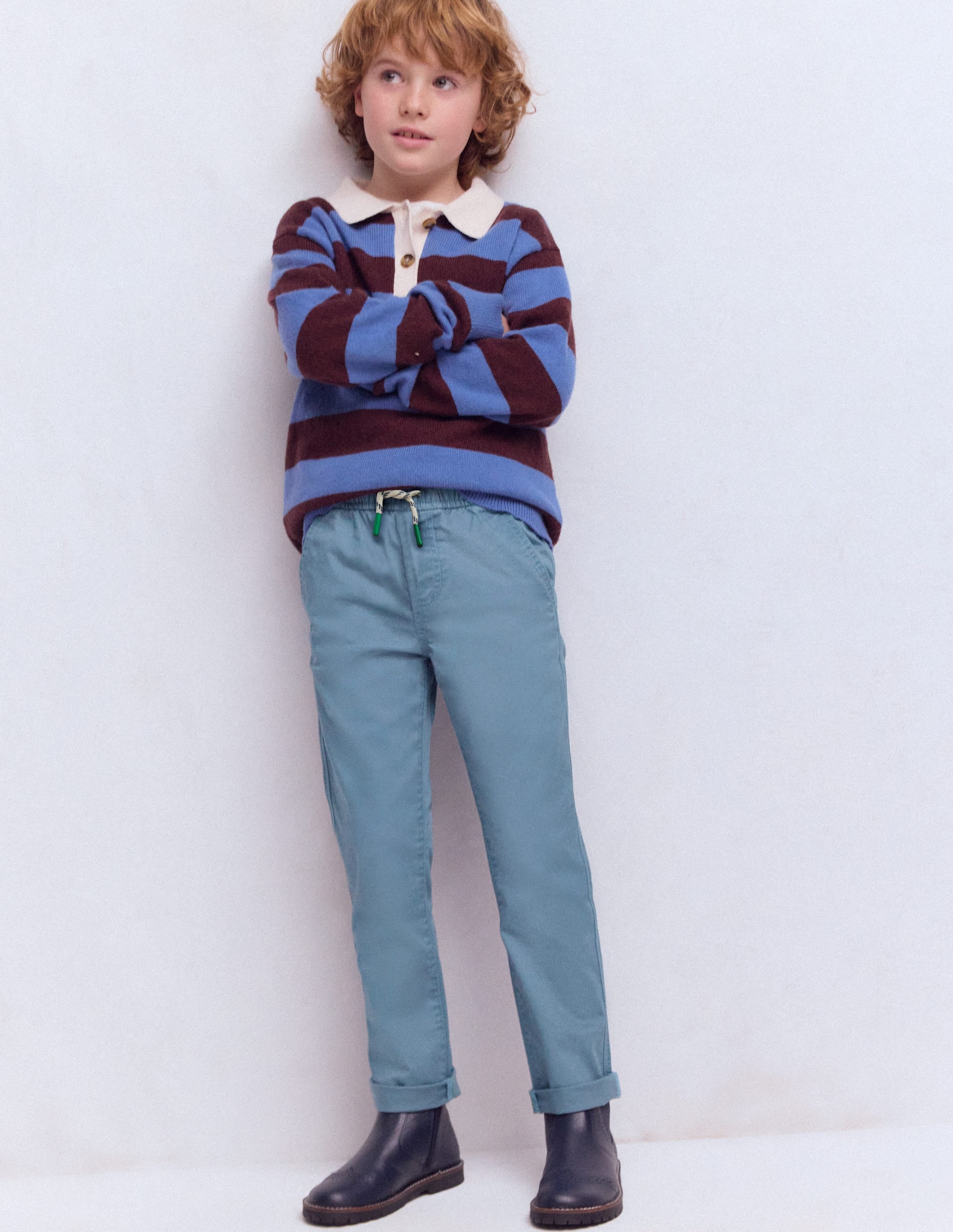 Slim Pull-on Trousers-Bering sea - Image 1