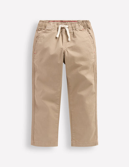 Slim Pull-on Trousers-Greige-5