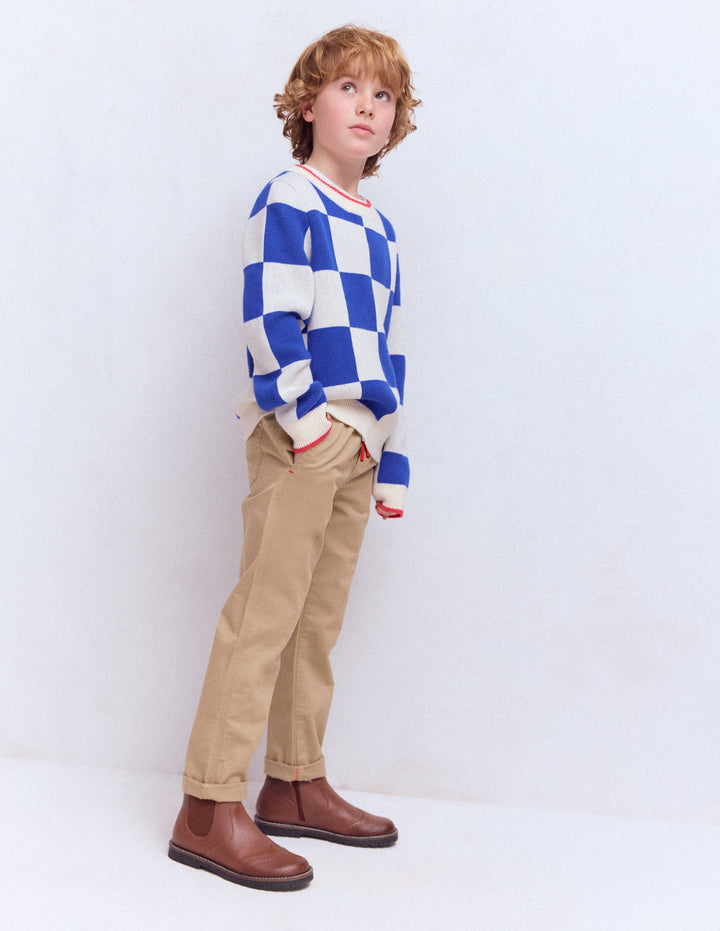 Slim Pull-on Trousers-Greige