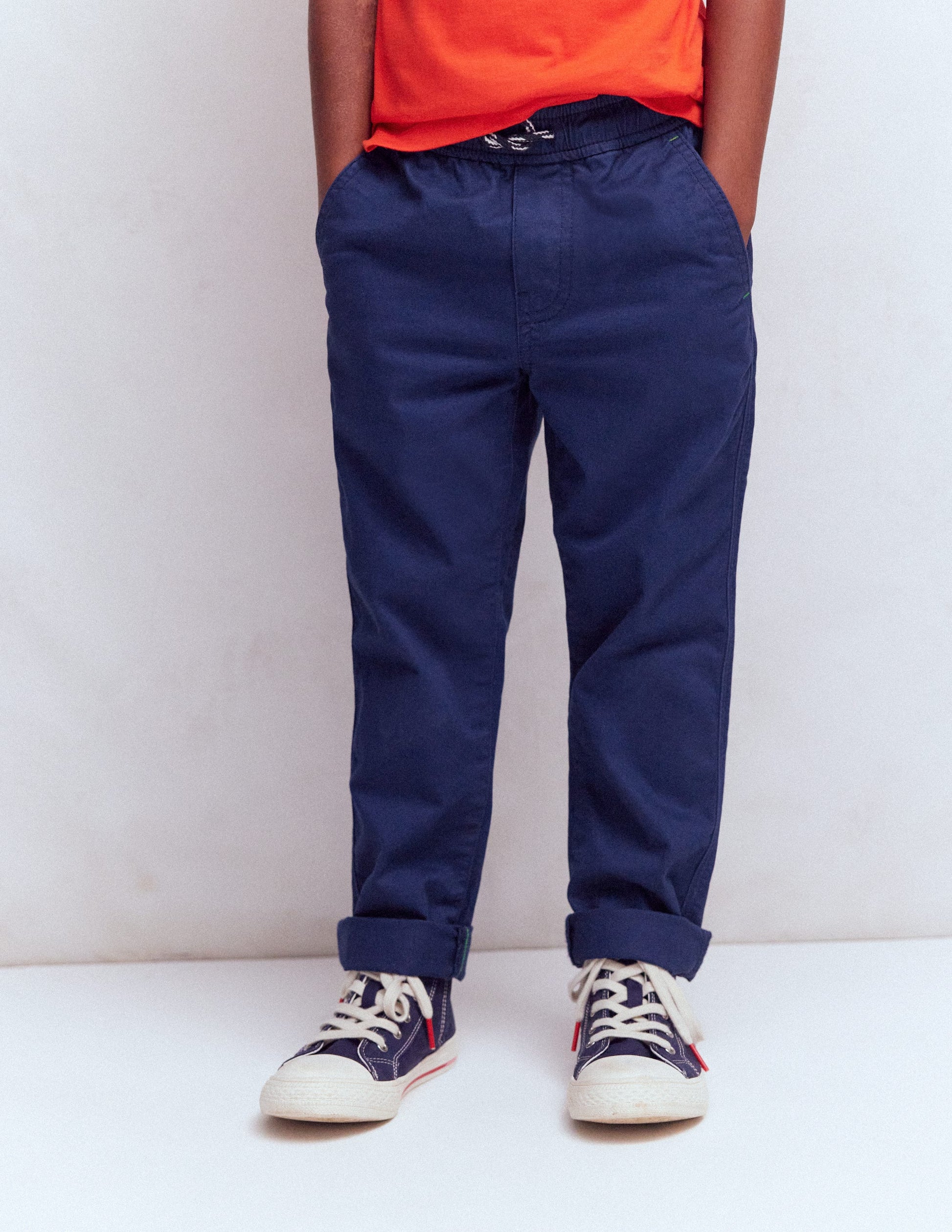 Slim Pull-on Trousers-College Navy-3