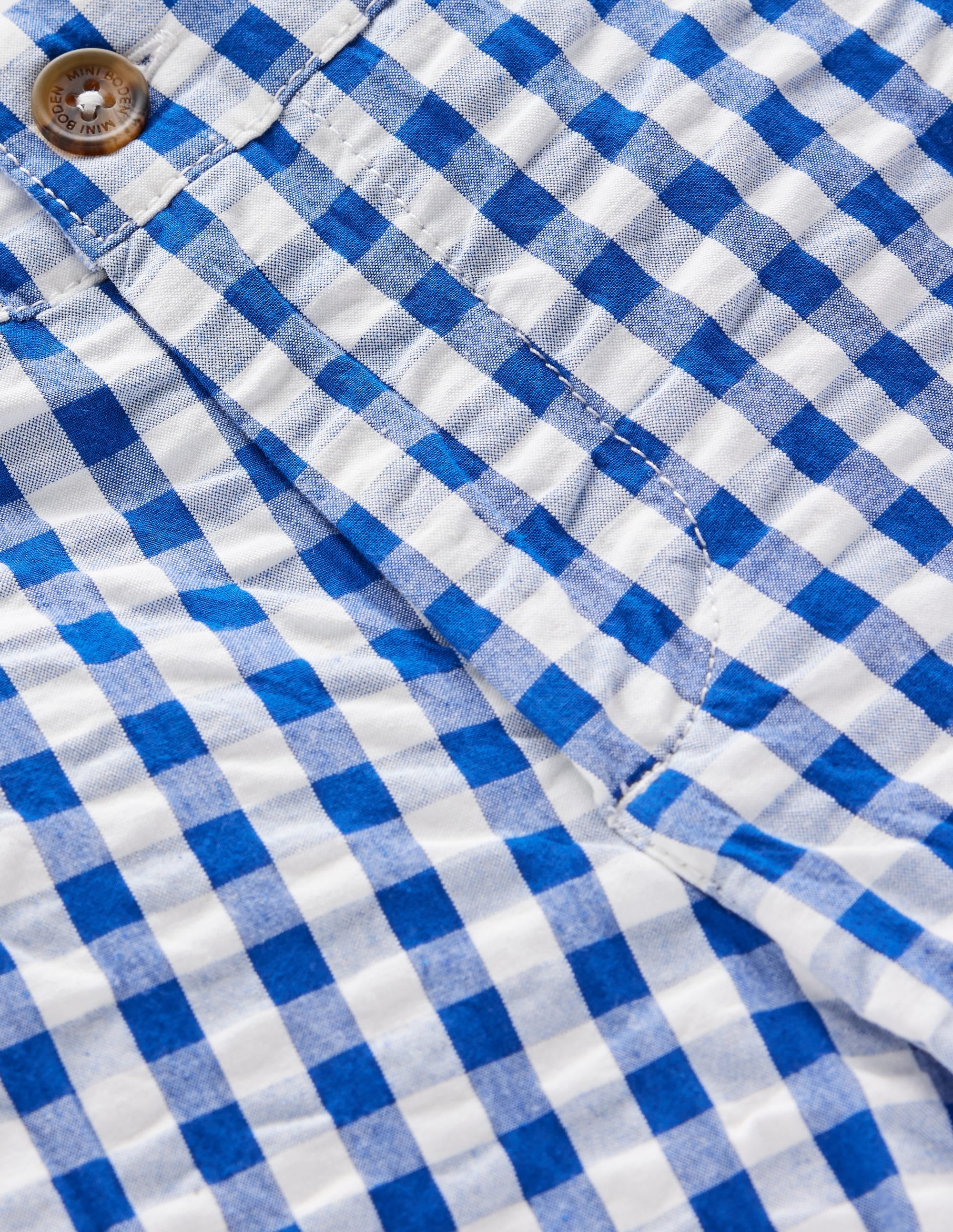 Textured Shorts-Blue Gingham - Image 3