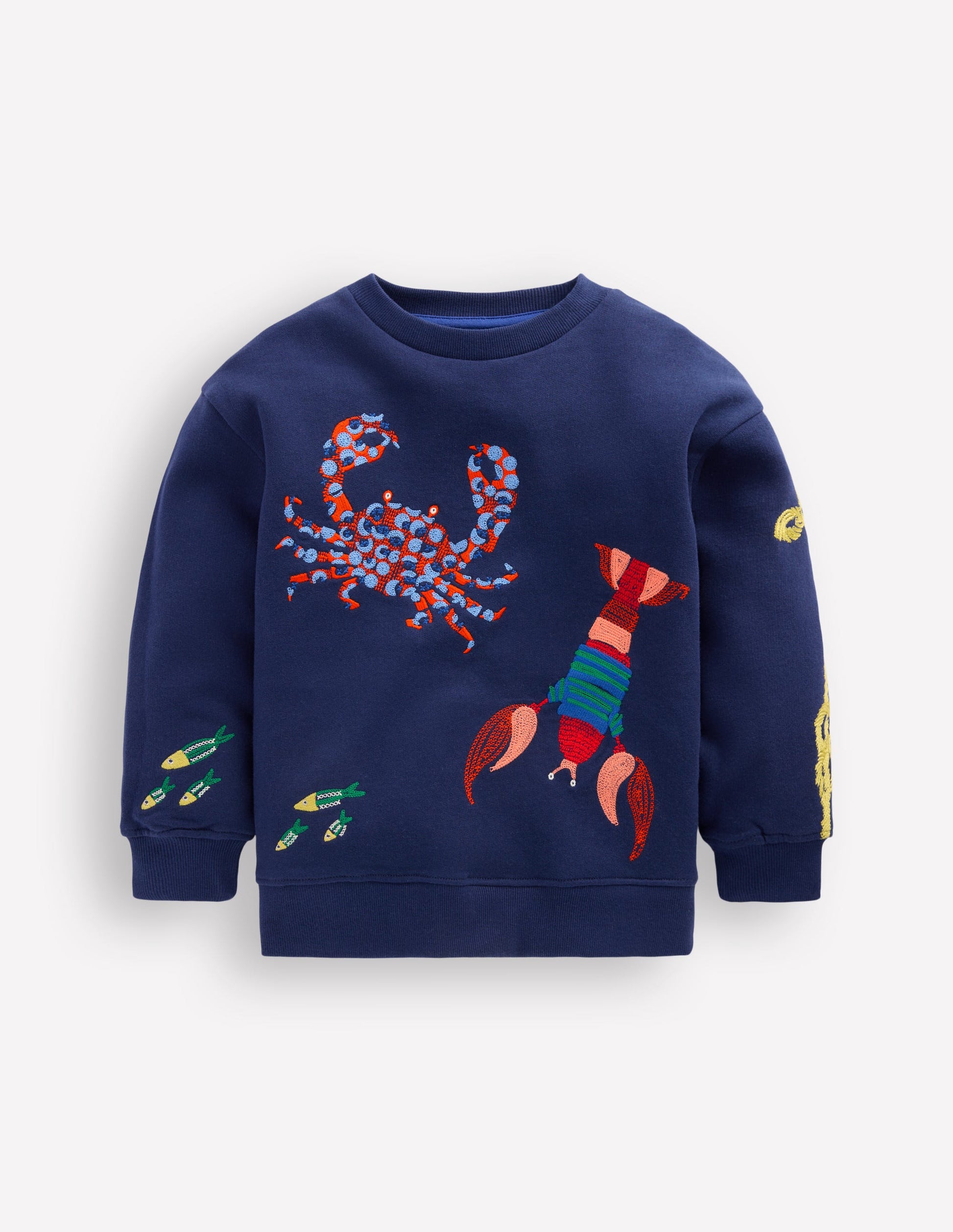 Embroidered Sweatshirt-College Navy Seacreatures-1