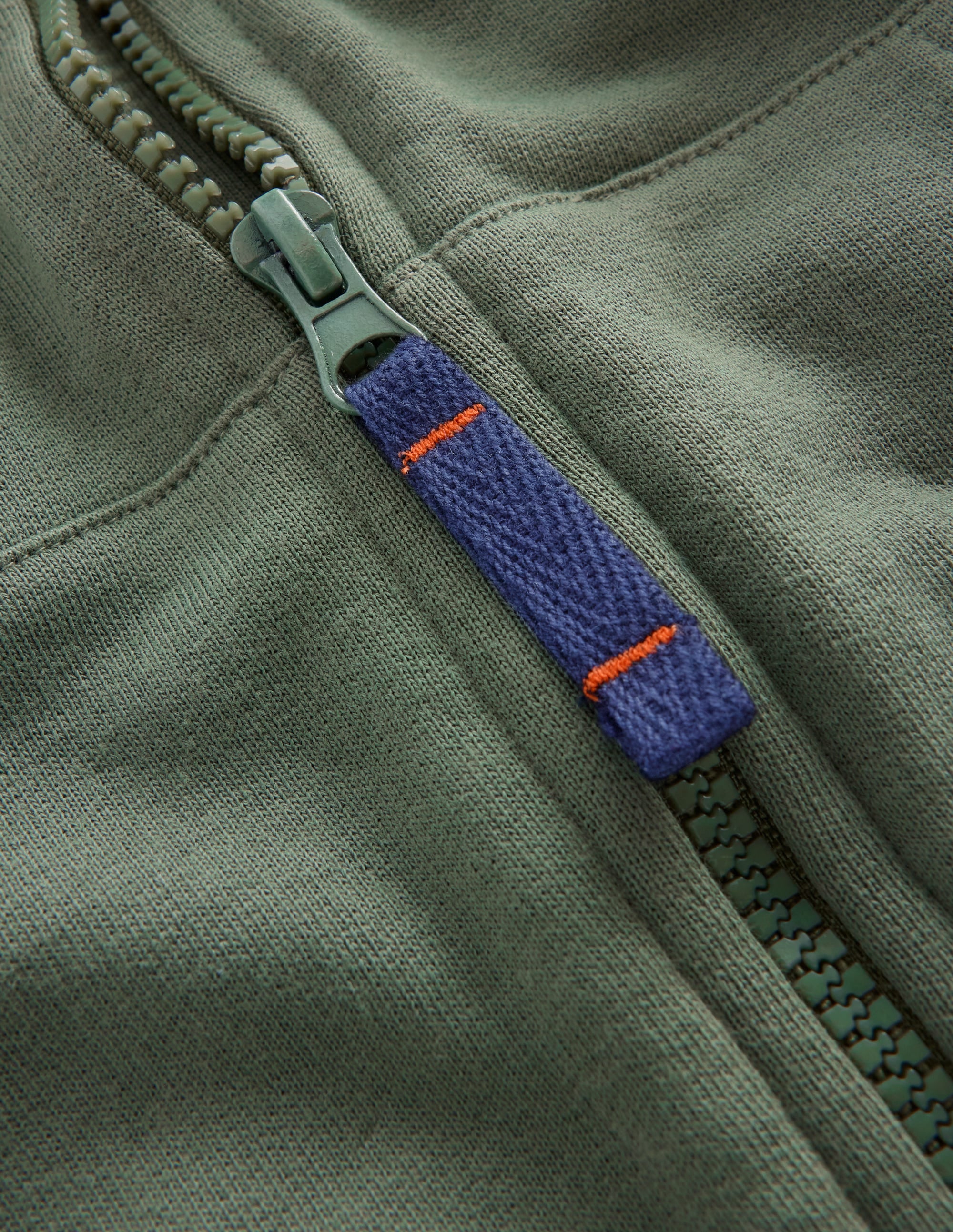 Tape Detail Zip-through Hoodie-Bottle Green - Image 4