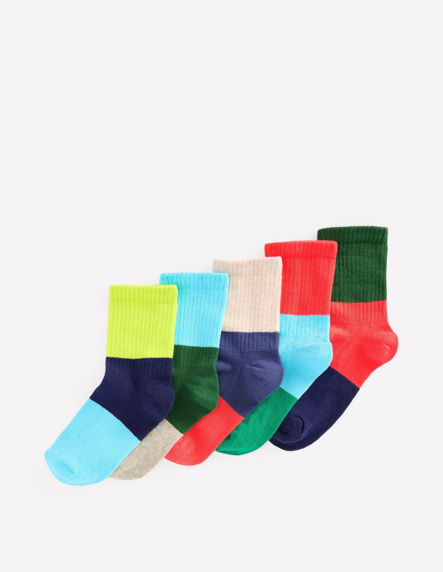 Boys Ribbed Socks 5 Pack-Colour Block
