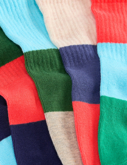 Boys Ribbed Socks 5 Pack-Colour Block-2