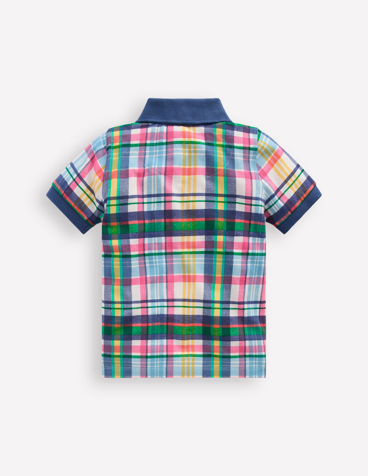 Piqué Polo Shirt-Ivory, Pink & Green Madras - Image 2