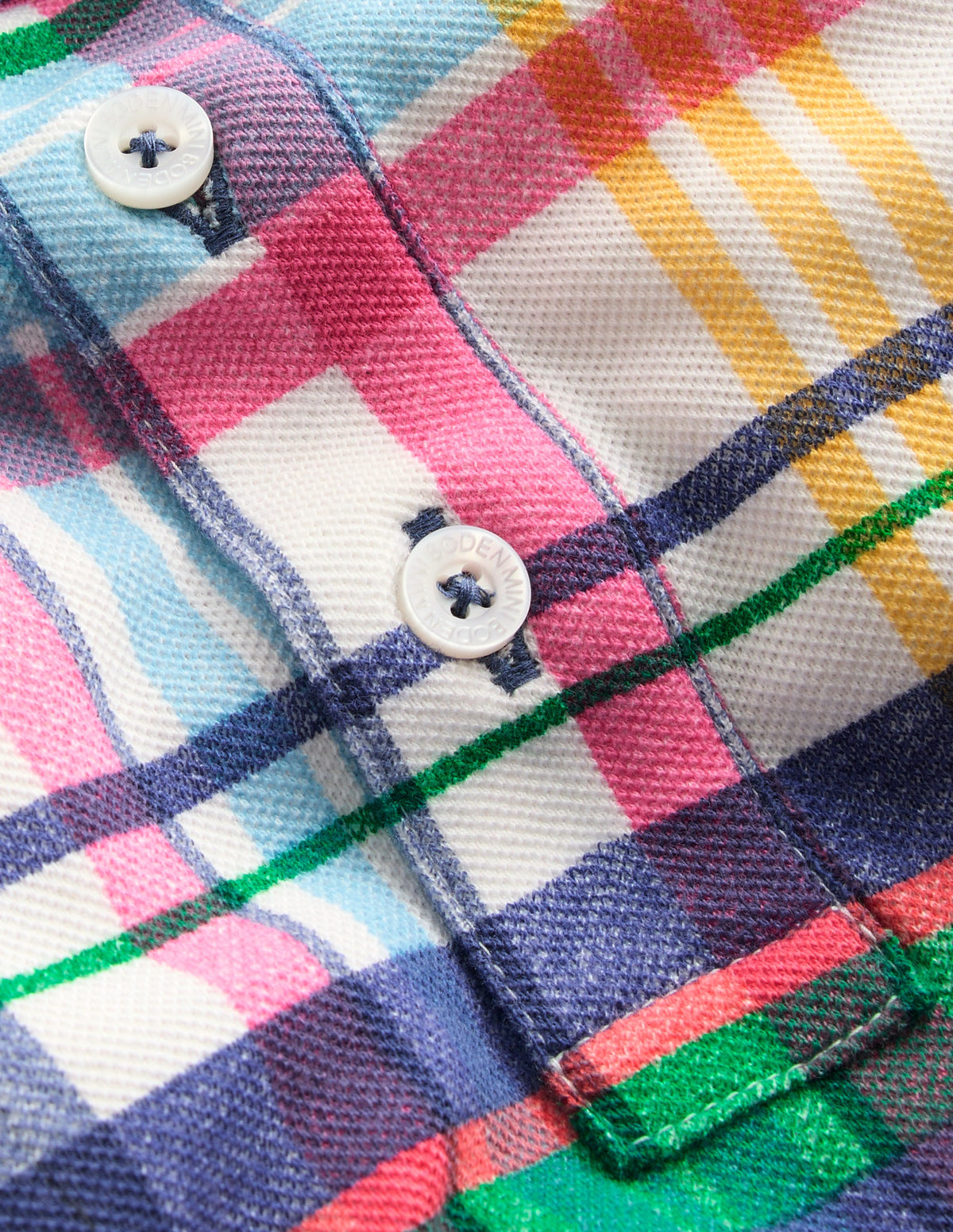 Piqué Polo Shirt-Ivory, Pink & Green Madras - Image 3