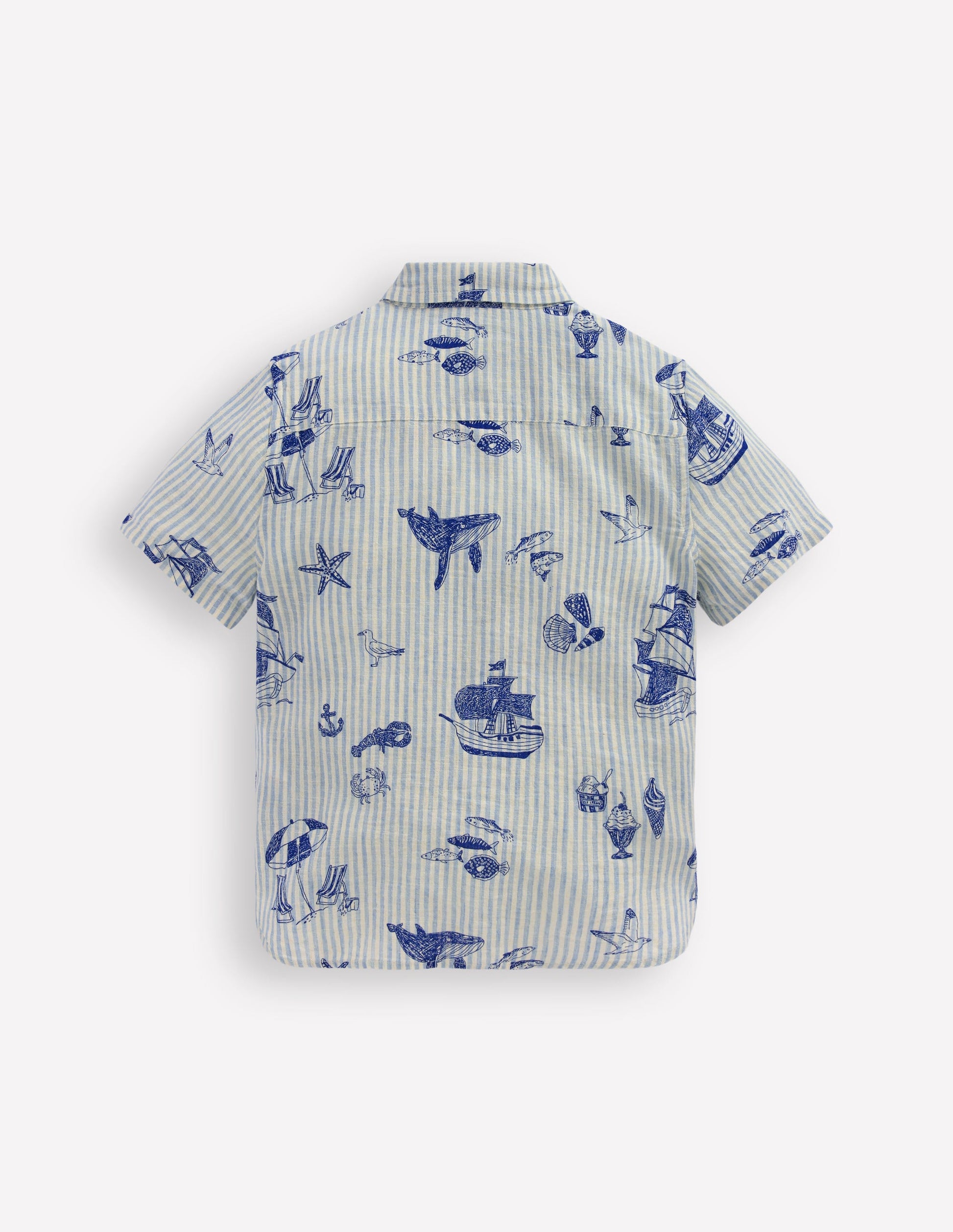Cotton Linen Shirt-Stripe Seaside-2