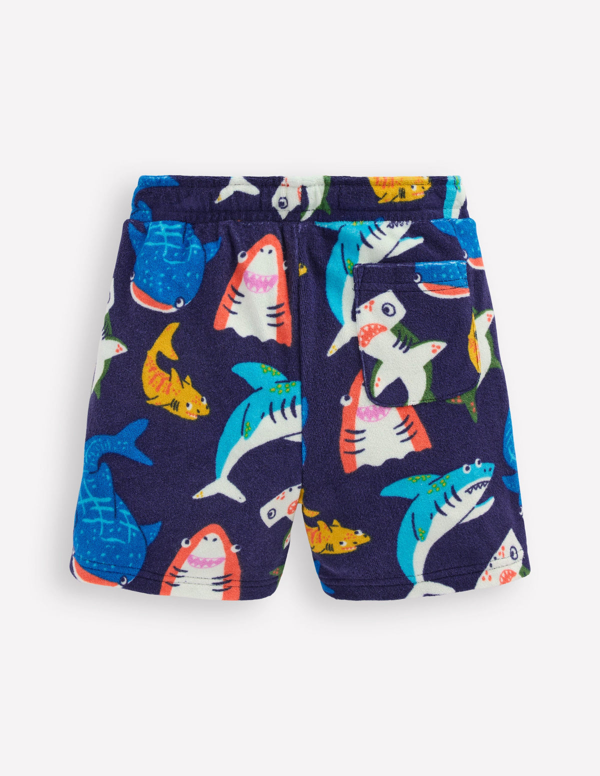 Towelling Shorts-Navy Sharks - Image 2