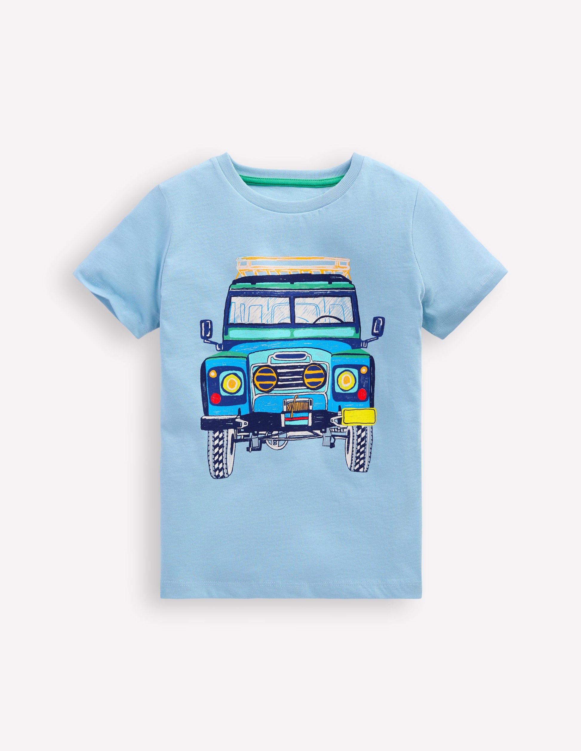 Short Sleeve Graphic T-shirt-Glacier Blue Jeep-1