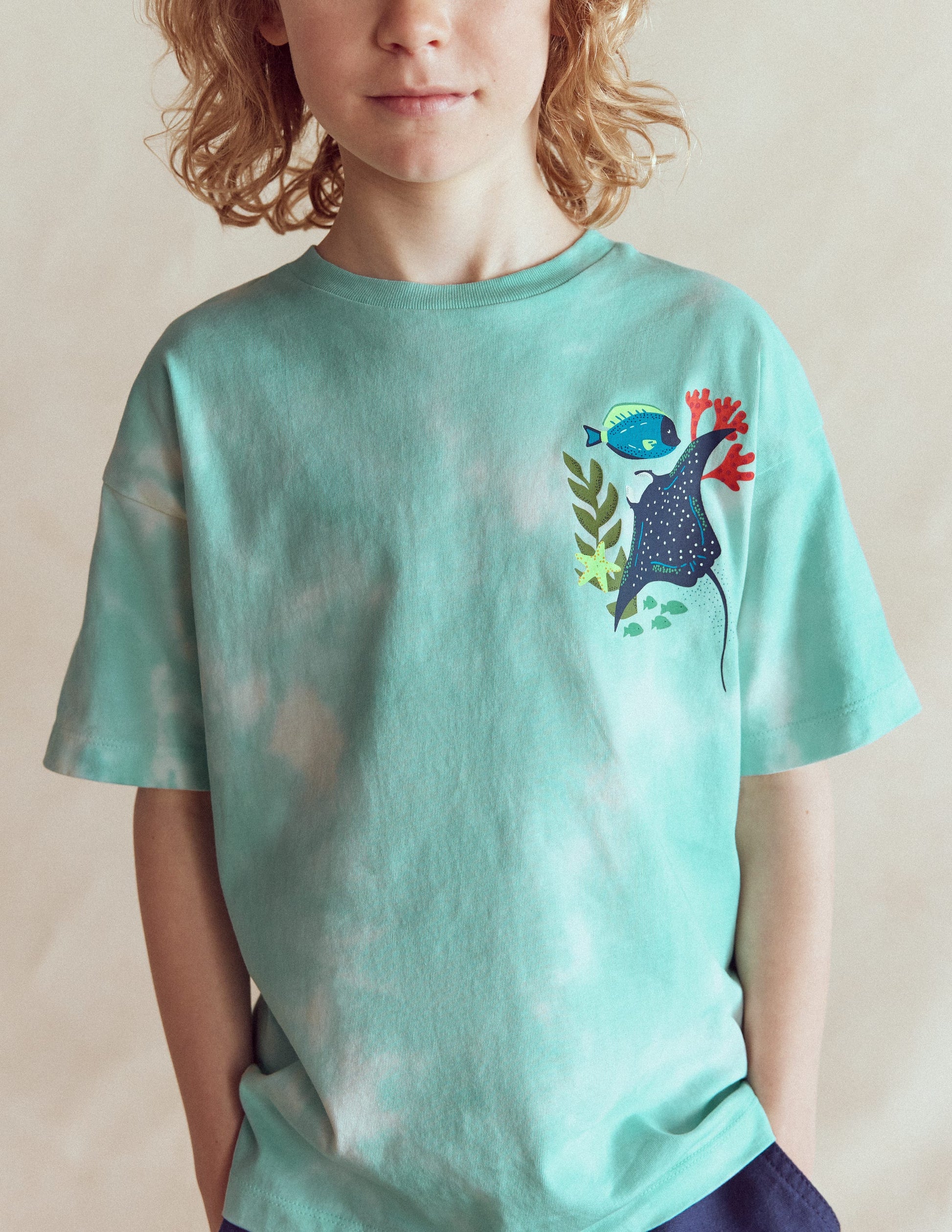 Front & Back Printed T-shirt-Tie Dye Coral Reef-3