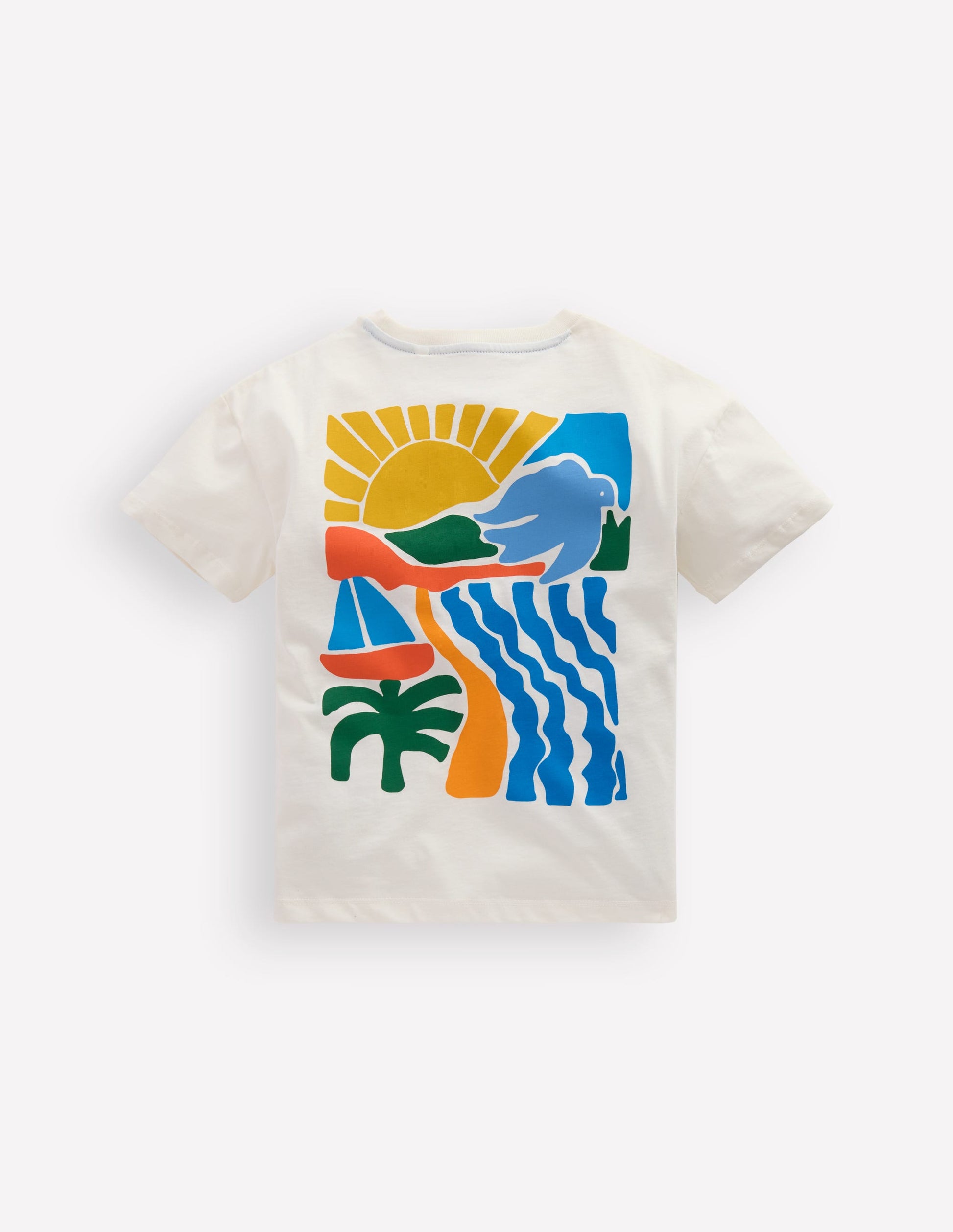 Front & Back Printed T-shirt-Soft Ivory Sun Scape-4