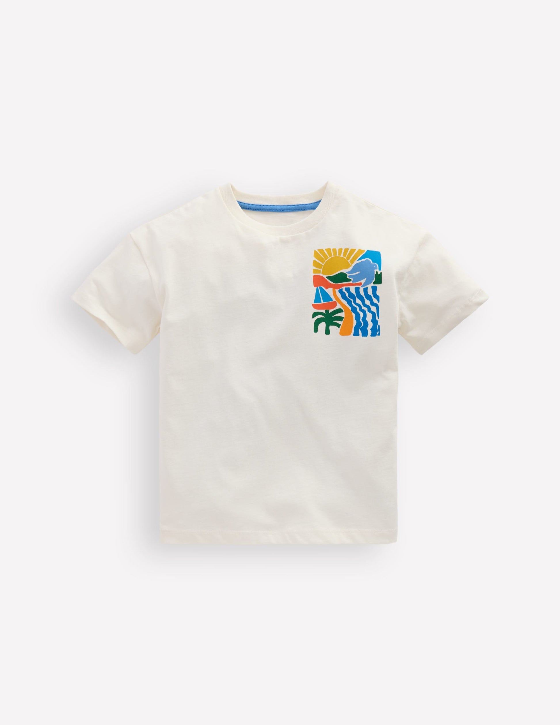 Front & Back Printed T-shirt-Soft Ivory Sun Scape-3