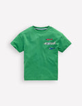 Front & Back Printed T-shirt-Bright Green Aviation Vehicles