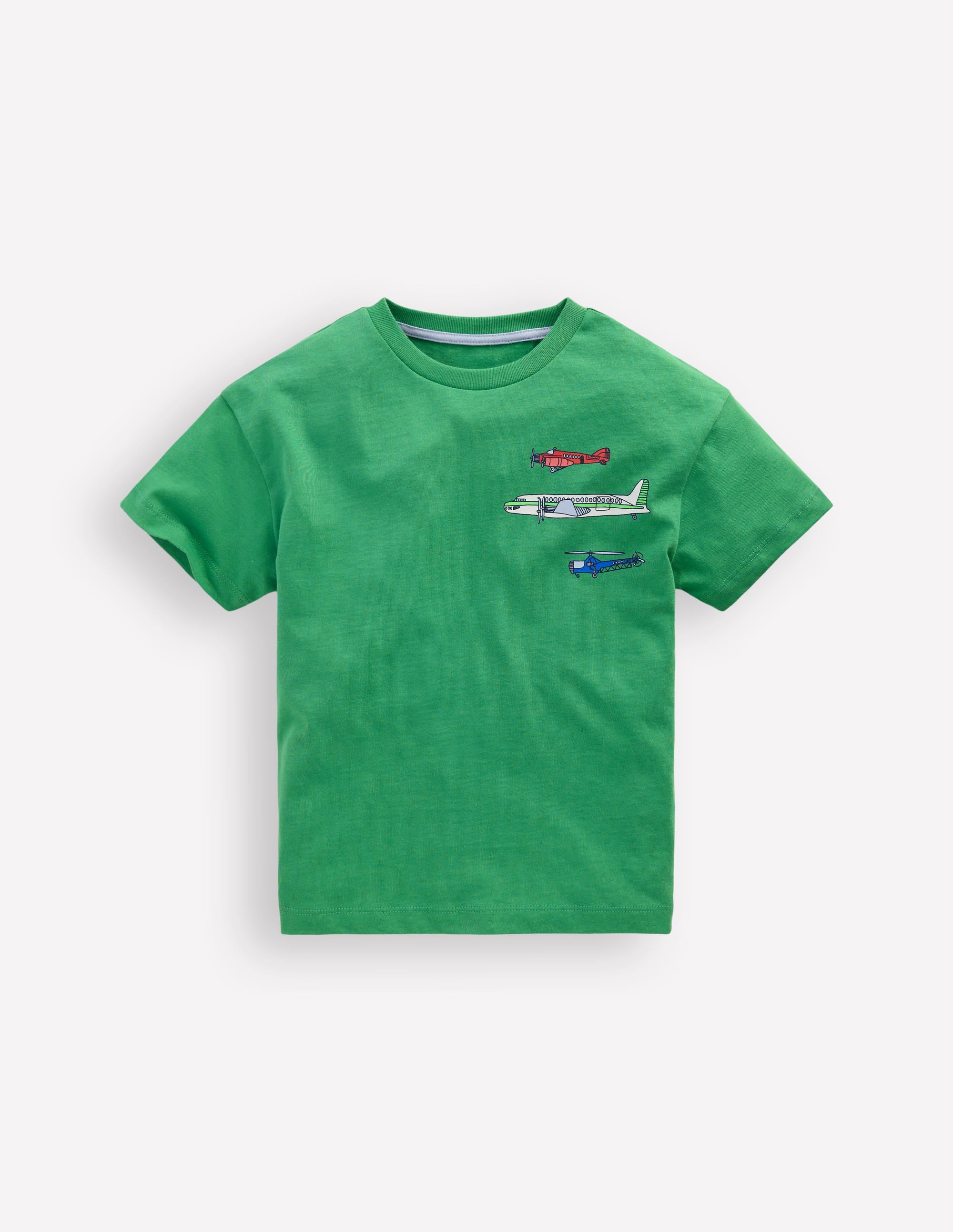 Front & Back Printed T-shirt-Bright Green Aviation Vehicles - Image 1
