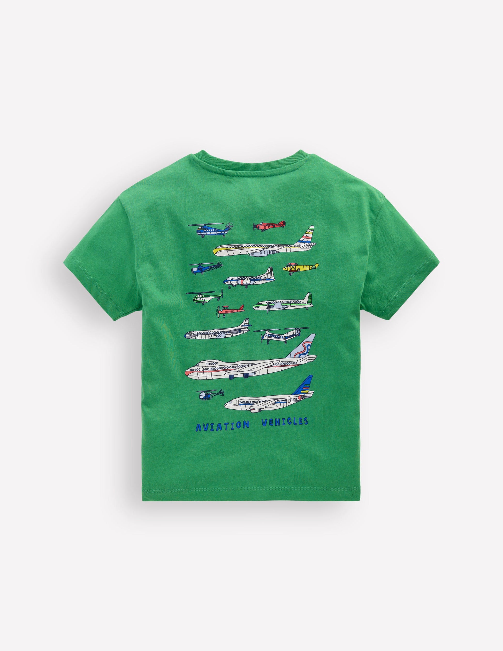 Front & Back Printed T-shirt-Bright Green Aviation Vehicles-3
