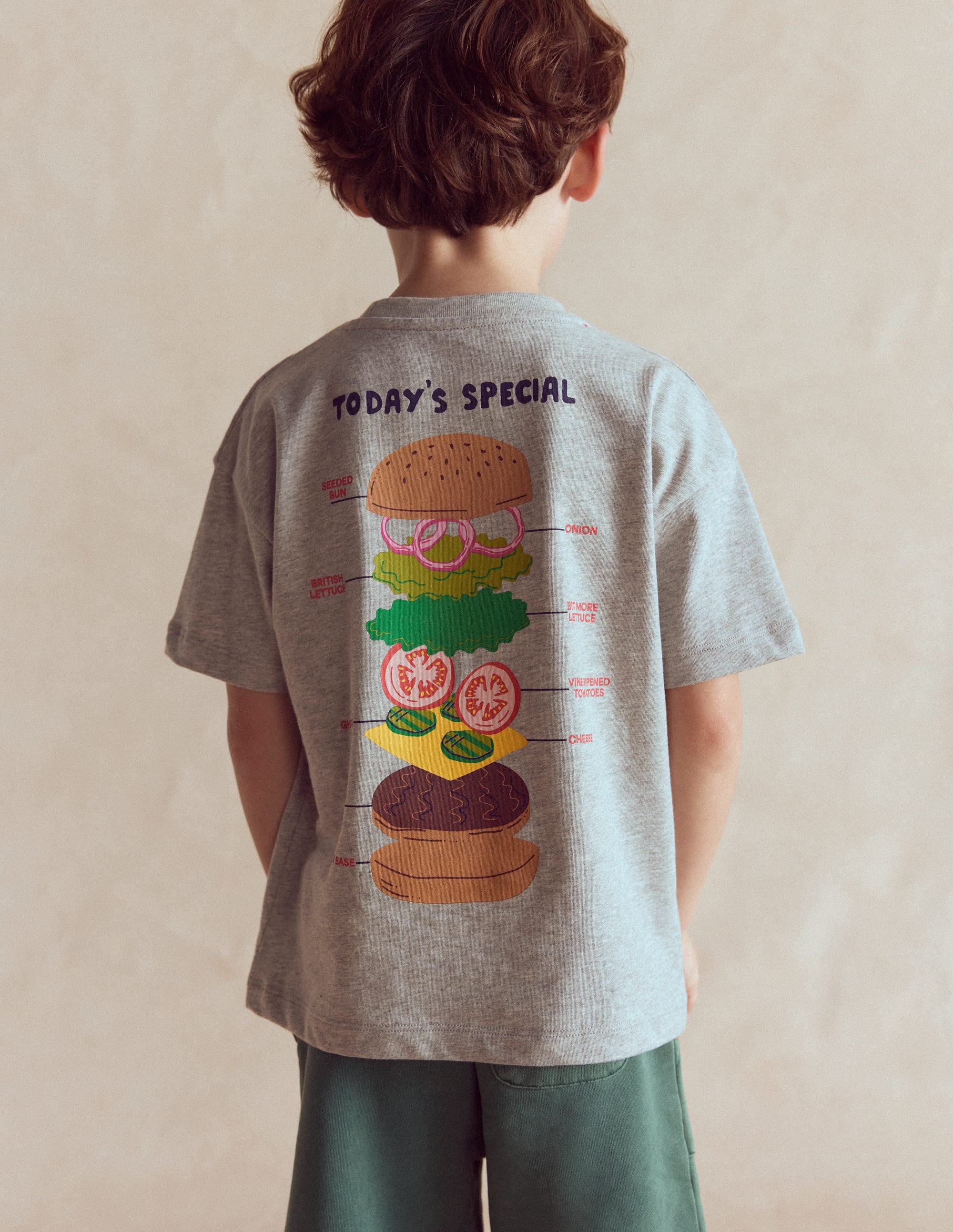 Front & Back Printed T-shirt-Grey Marl Hamburger - Image 2