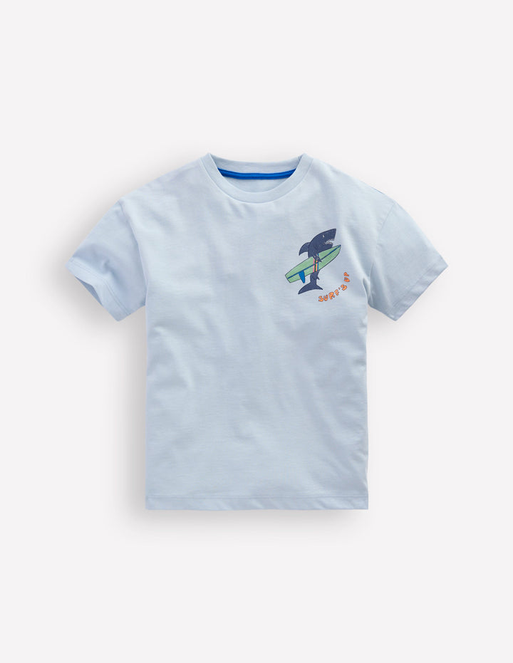 Front & Back Printed T-shirt-Niagra Mist Surfing Shark