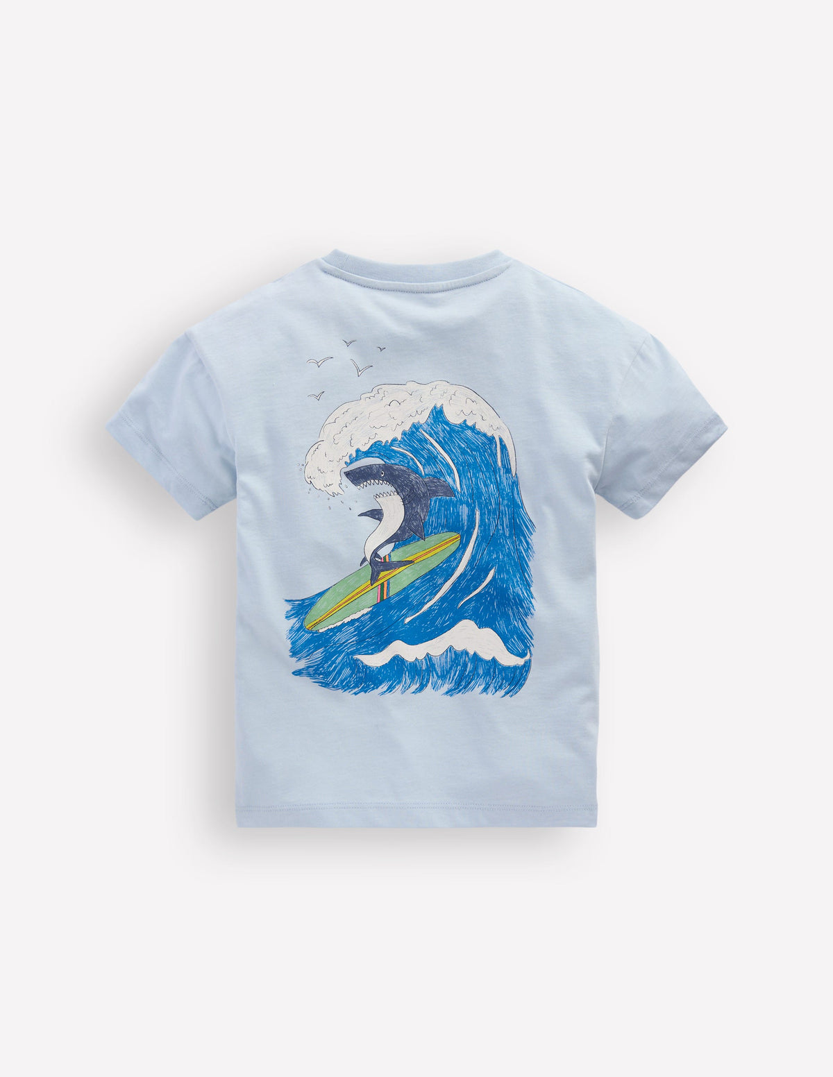 Front & Back Printed T-shirt-Niagra Mist Surfing Shark - Image 2