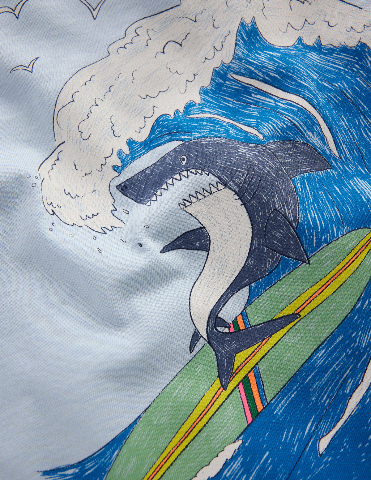 Front & Back Printed T-shirt-Niagra Mist Surfing Shark - Image 3