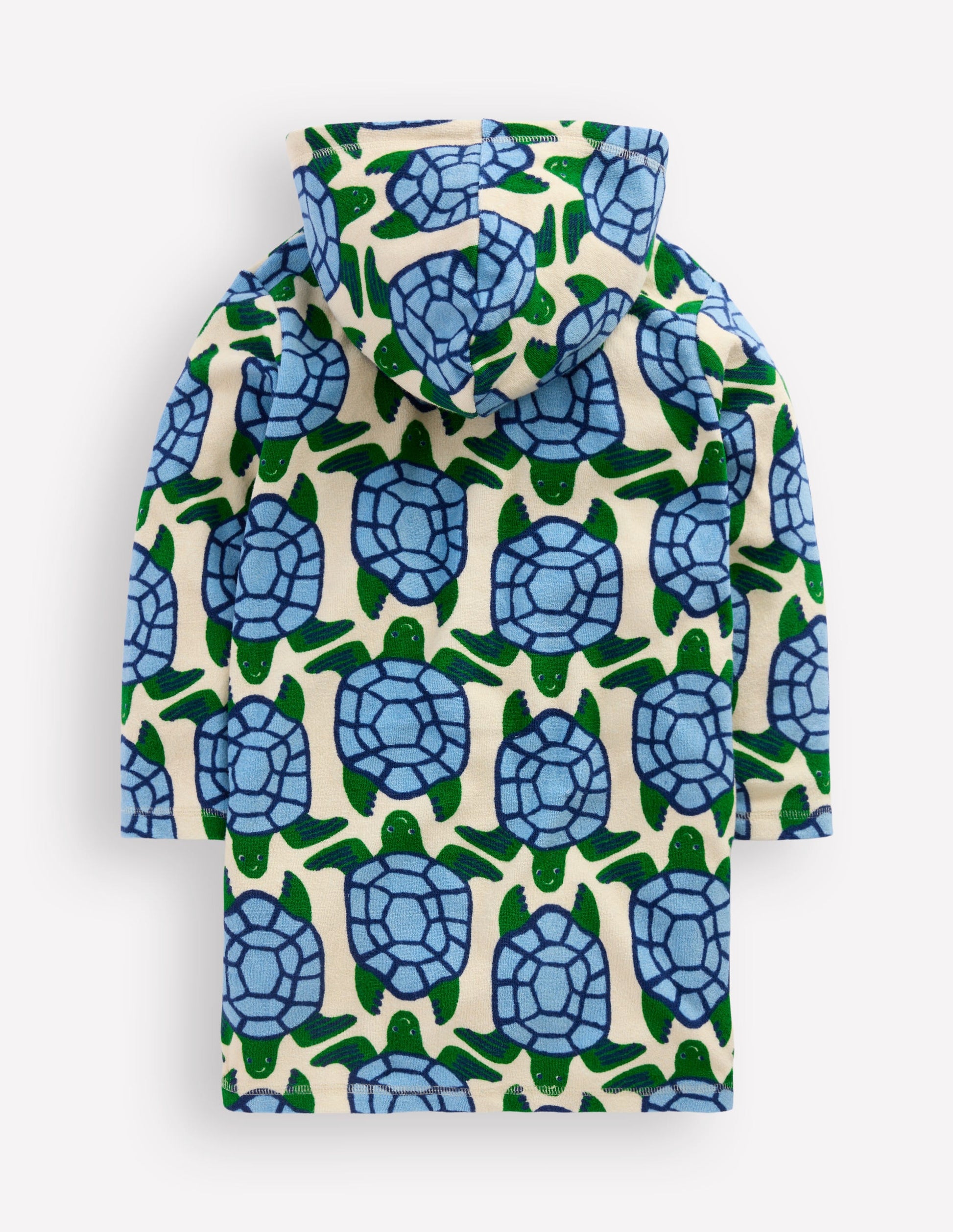 Towelling Zip-Up Throw-On-Calico White Turtles-2