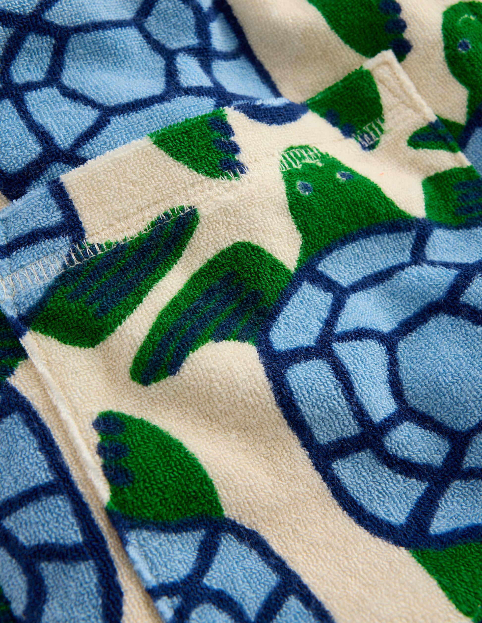 Towelling Zip-Up Throw-On-Calico White Turtles-3