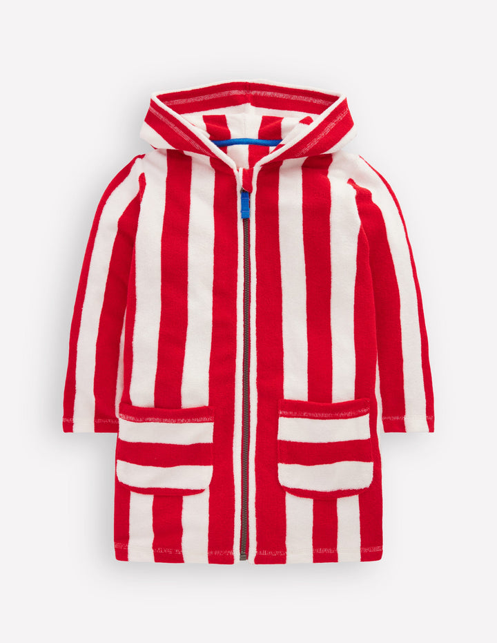 Towelling Zip-Up Throw-On-Red Stripe